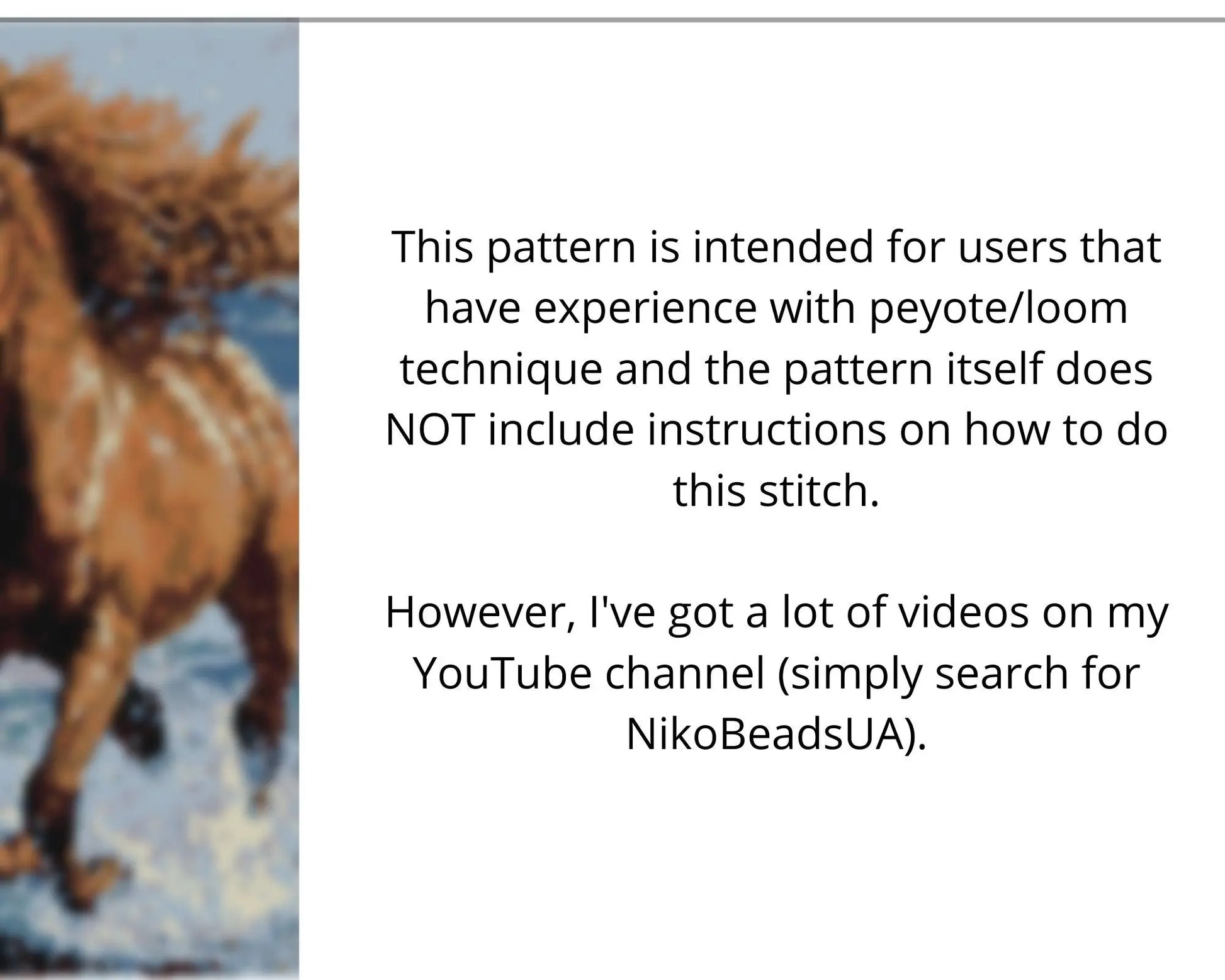 Running Horse even peyote and loom patterns for beaded tapestry NikoBeadsUA