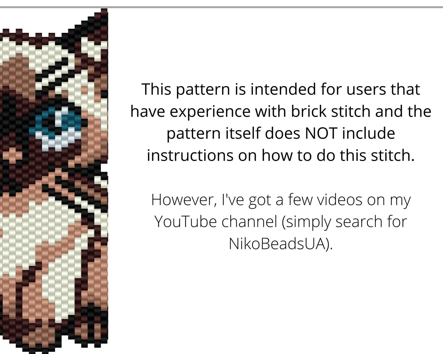 Siamese Cat Brick Stitch pattern for beaded pendant and earrings NikoBeadsUA