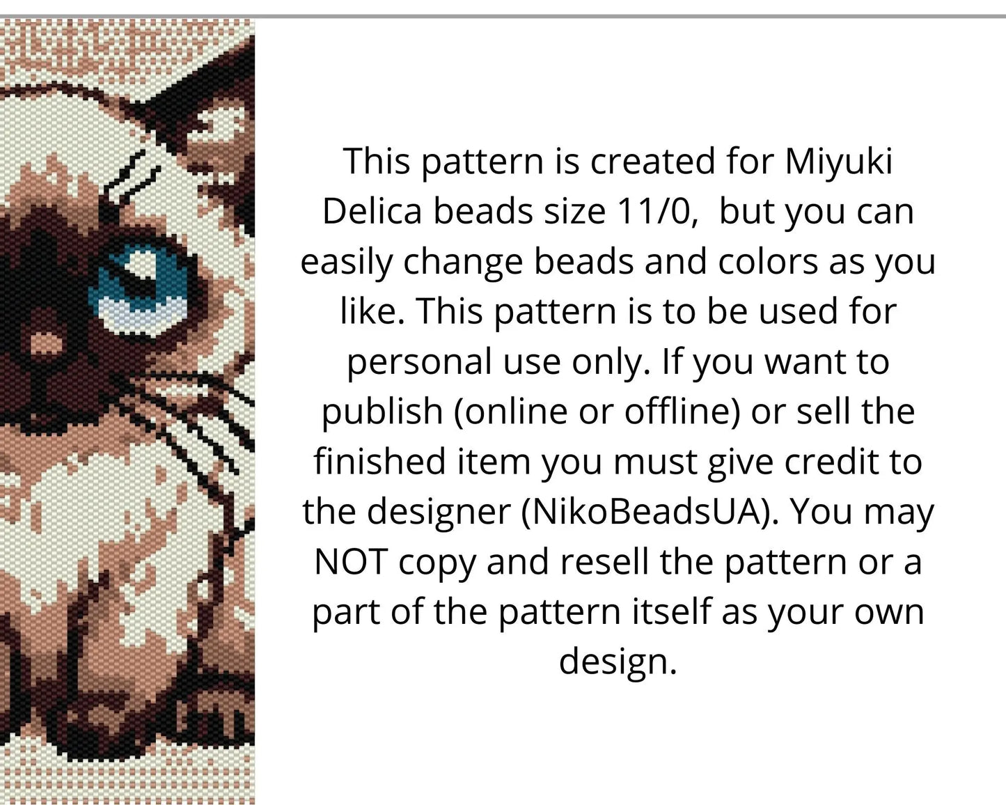 Siamese Cat even peyote and loom patterns for beaded tapestry NikoBeadsUA