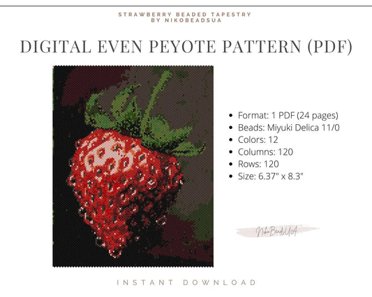 Strawberry even peyote pattern for beaded tapestry NikoBeadsUA