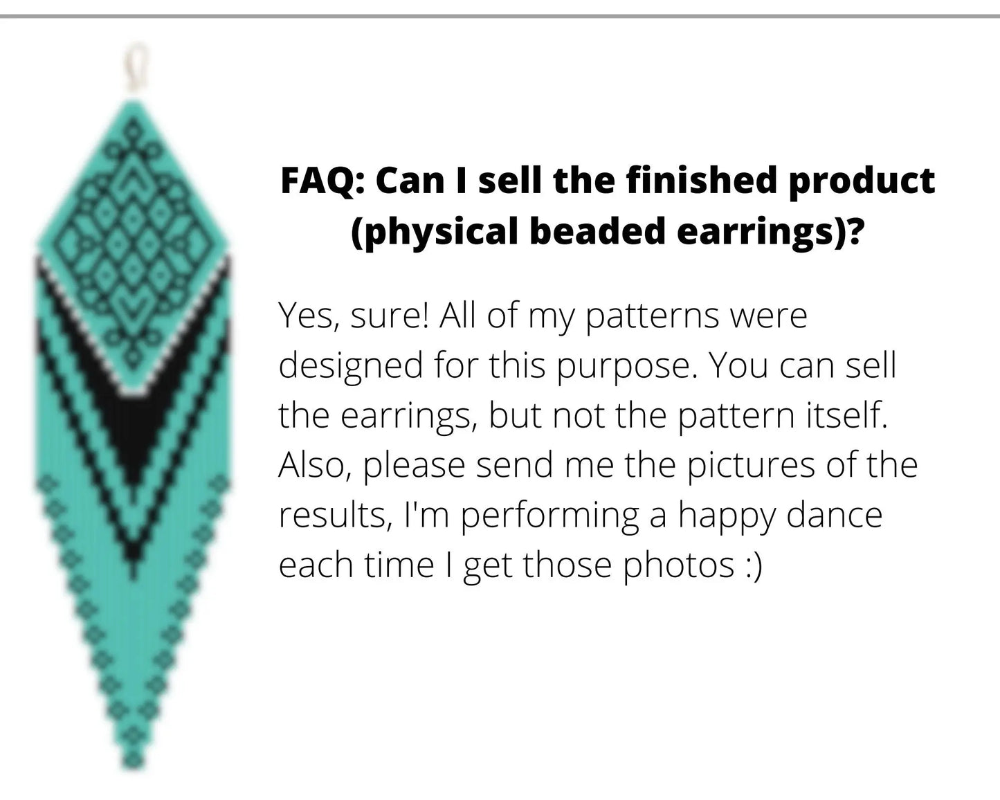 Teal Brick Stitch pattern for fringe beaded earrings with diamond top NikoBeadsUA