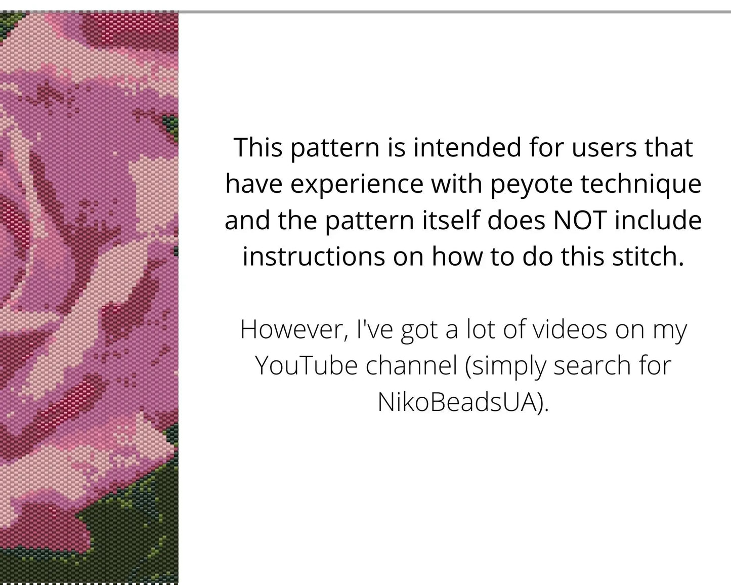 Tender Pink Rose even peyote pattern for beaded tapestry NikoBeadsUA