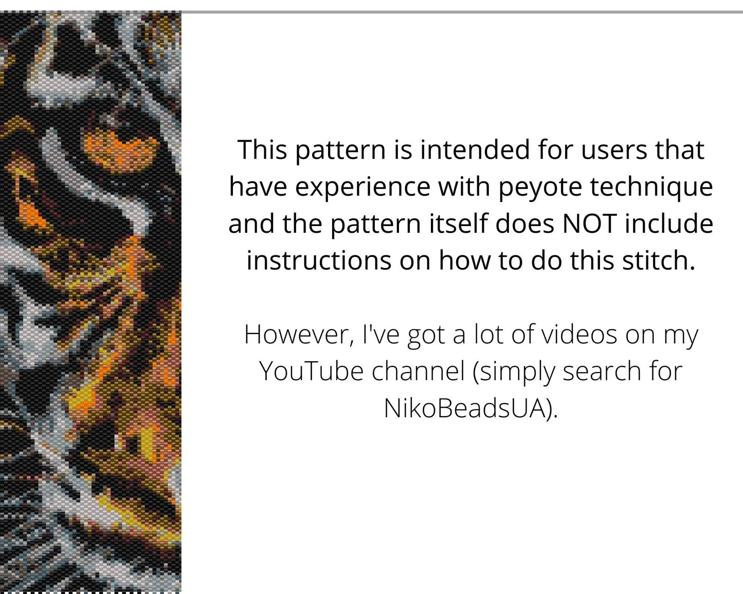 Tiger Face even peyote pattern for beaded tapestry NikoBeadsUA