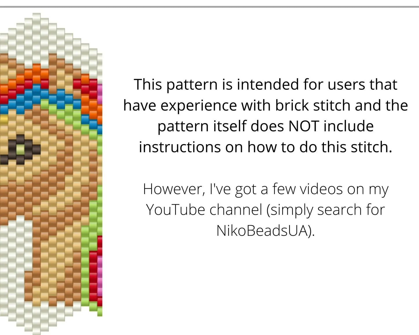 Unicorn Brick Stitch pattern for beaded pendant and earrings NikoBeadsUA