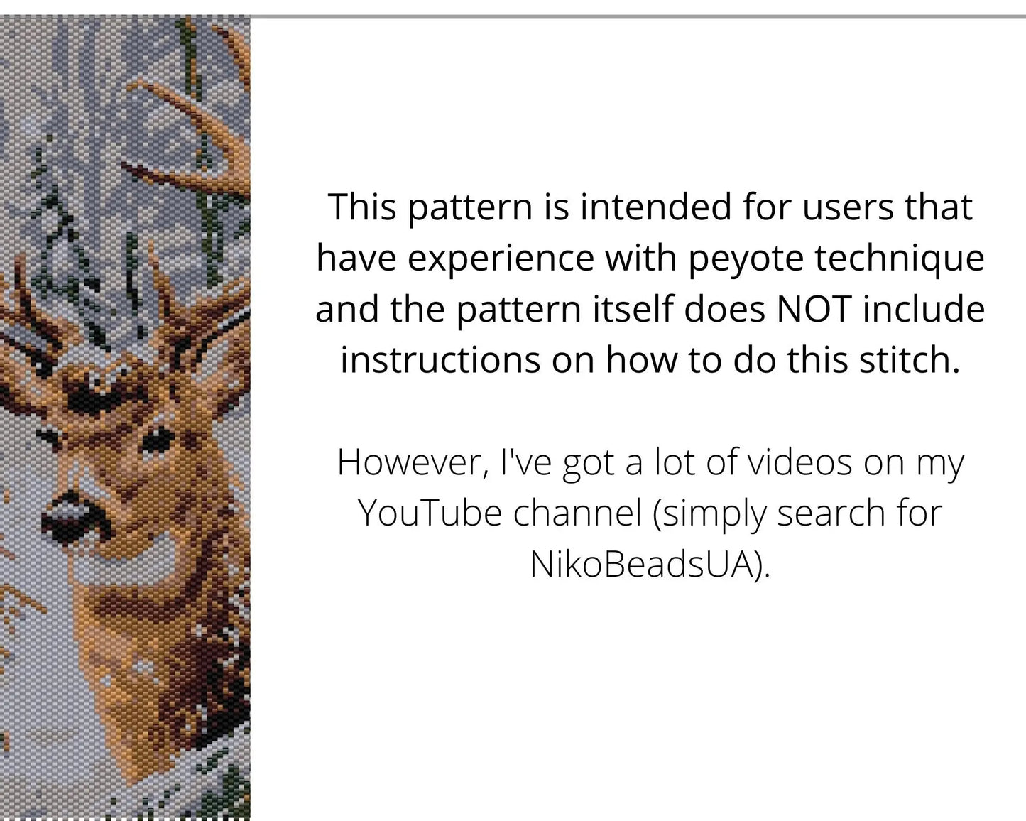 Winter Deer even peyote pattern for beaded tapestry NikoBeadsUA