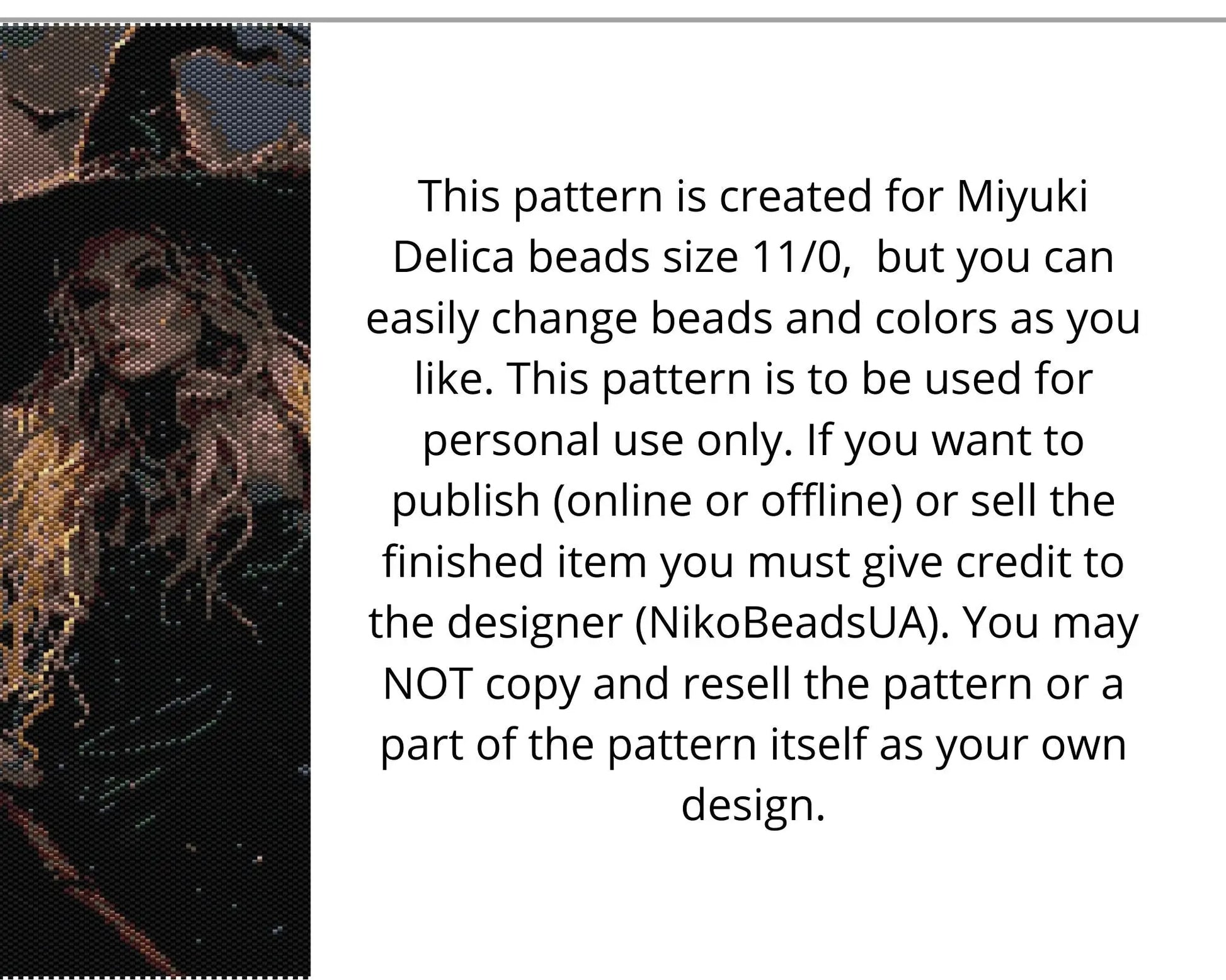 Witch and Moon even peyote and loom patterns for beaded tapestry NikoBeadsUA