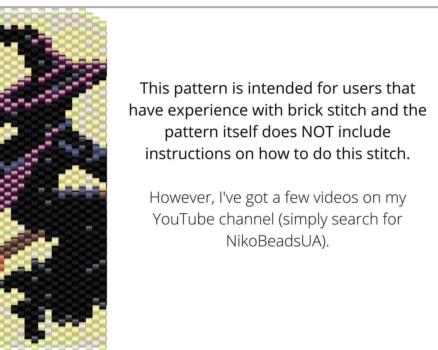 Witch on a Broom Brick Stitch pattern for beaded pendant and earrings NikoBeadsUA