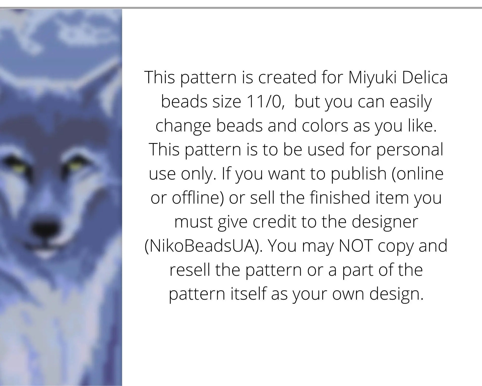 Wolf even peyote and loom patterns for beaded bracelet NikoBeadsUA