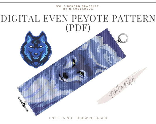 Wolf even peyote pattern for beaded bracelet - NikoBeadsUA