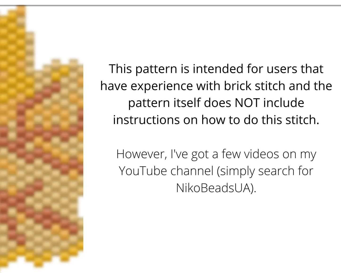 Yellow Leaf Brick Stitch pattern for beaded pendant and earrings NikoBeadsUA