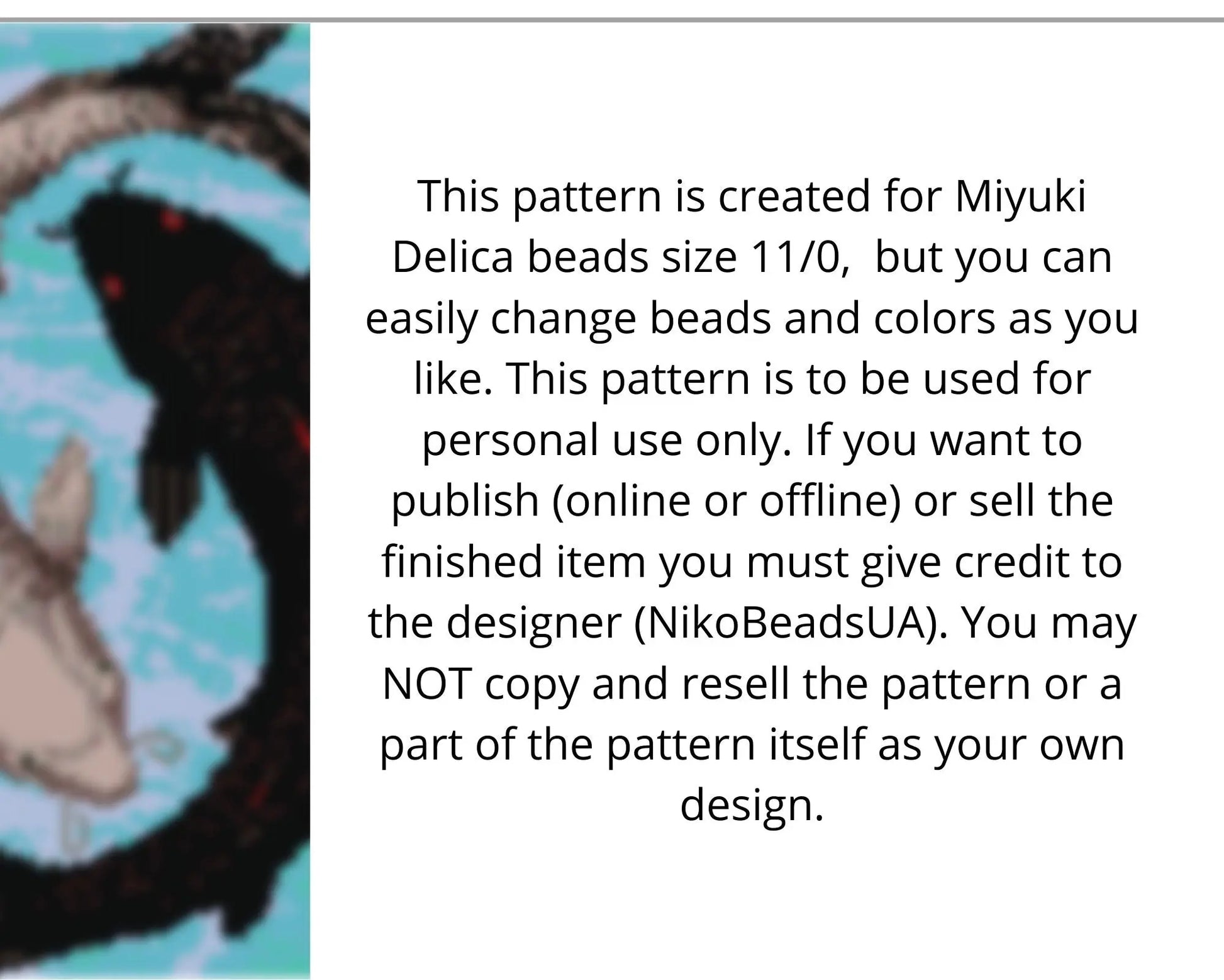 Yin Yang Fish even peyote pattern for beaded tapestry NikoBeadsUA