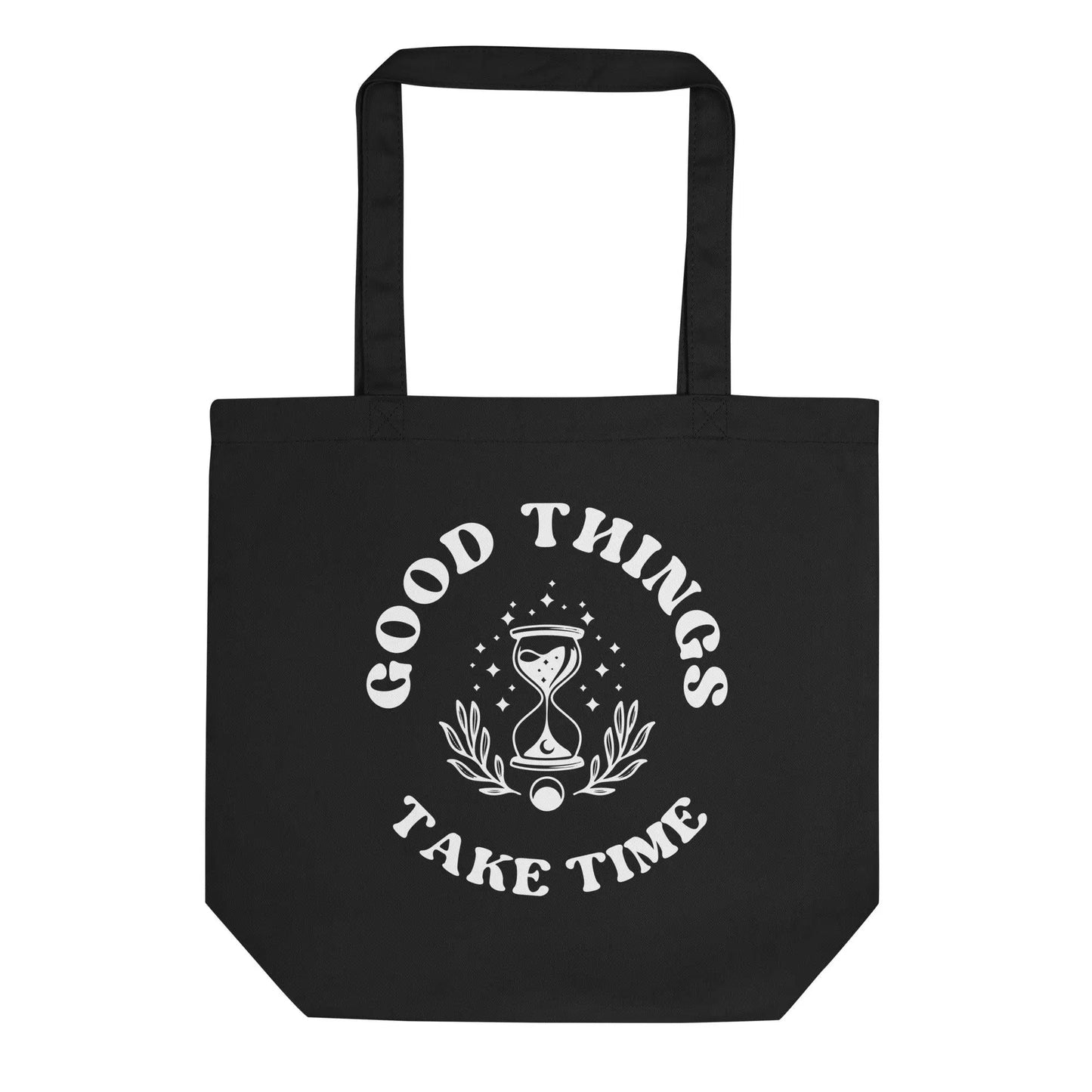 "Good Things Take Time" Eco Tote Bag | Magical Sand Clock | Reusable Shopping Bag | Witchy Style - NikoBeadsUA