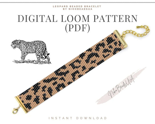 Leopard Print Loom pattern for narrow beaded bracelet - NikoBeadsUA