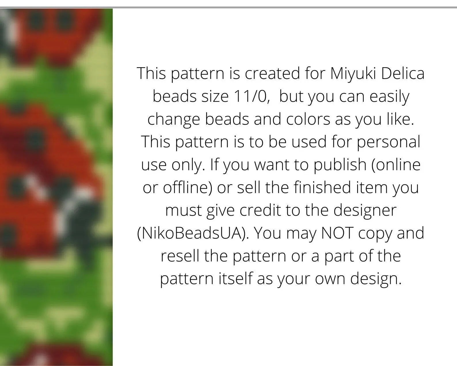 Ladybug Loom pattern for narrow beaded bracelet - NikoBeadsUA
