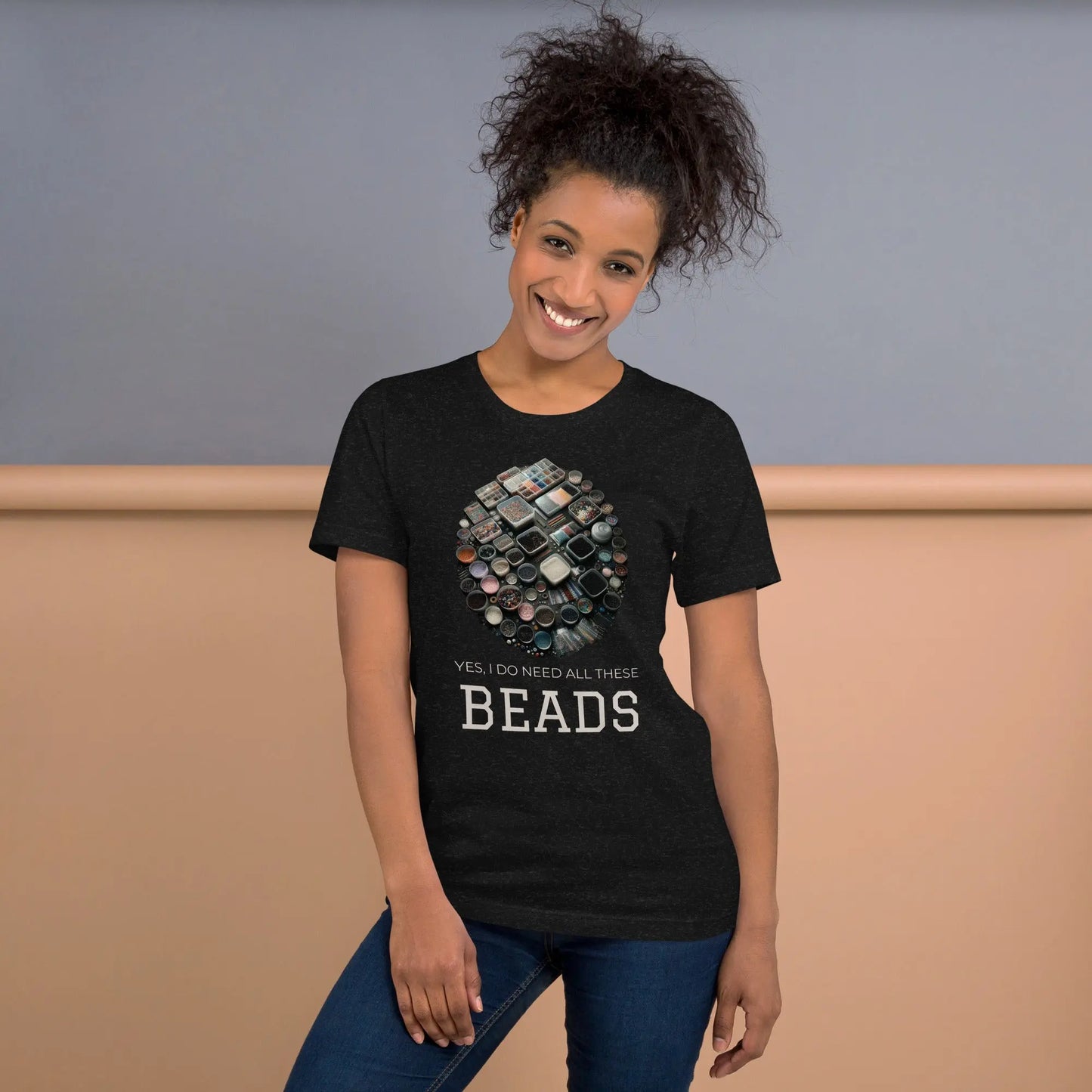 "Yes, I Do Need All These Beads" Black Unisex t-shirt NikoBeadsUA