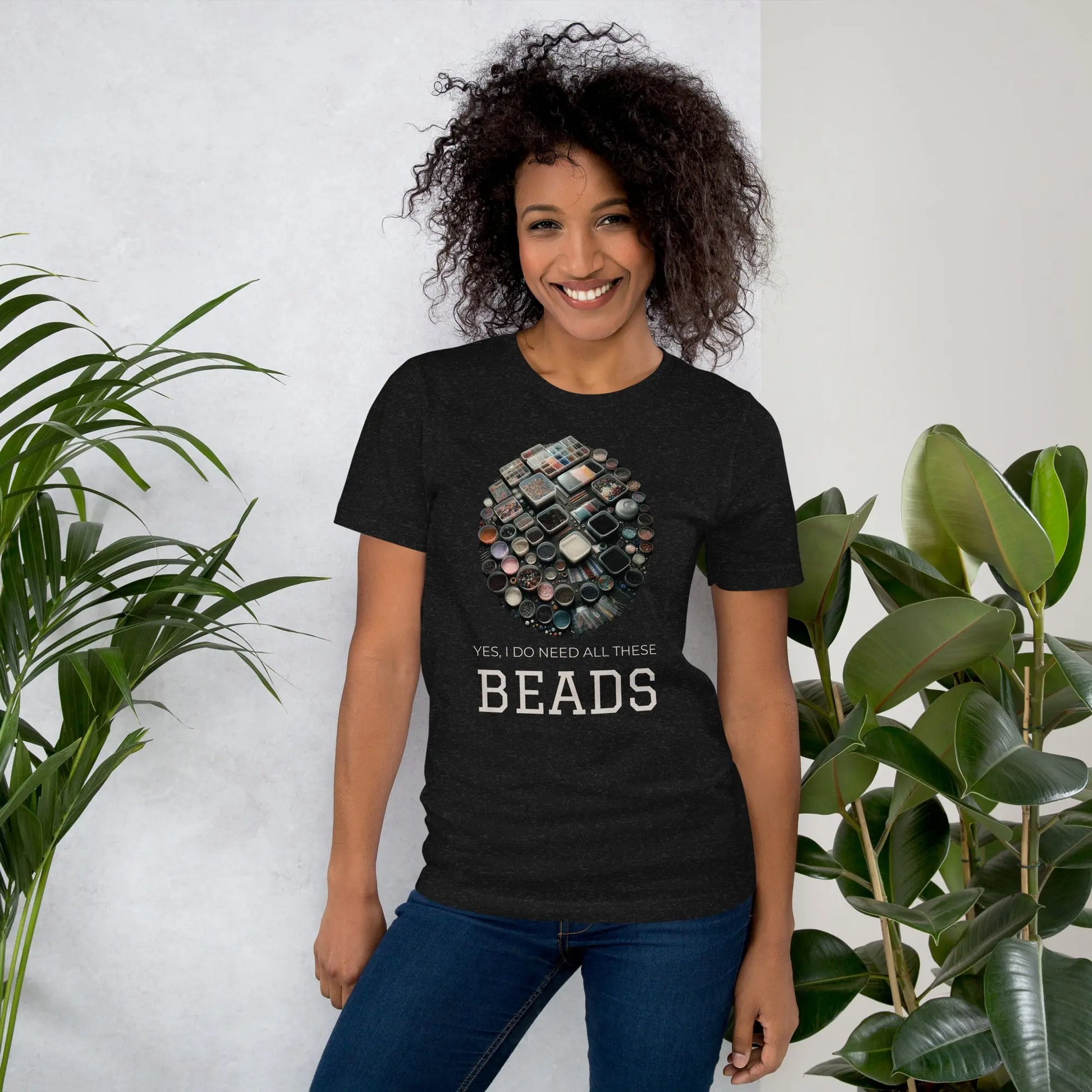 "Yes, I Do Need All These Beads" Black Unisex t-shirt NikoBeadsUA