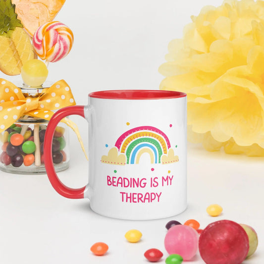 "Beading is My Therapy" Colorful Ceramic Mug - NikoBeadsUA