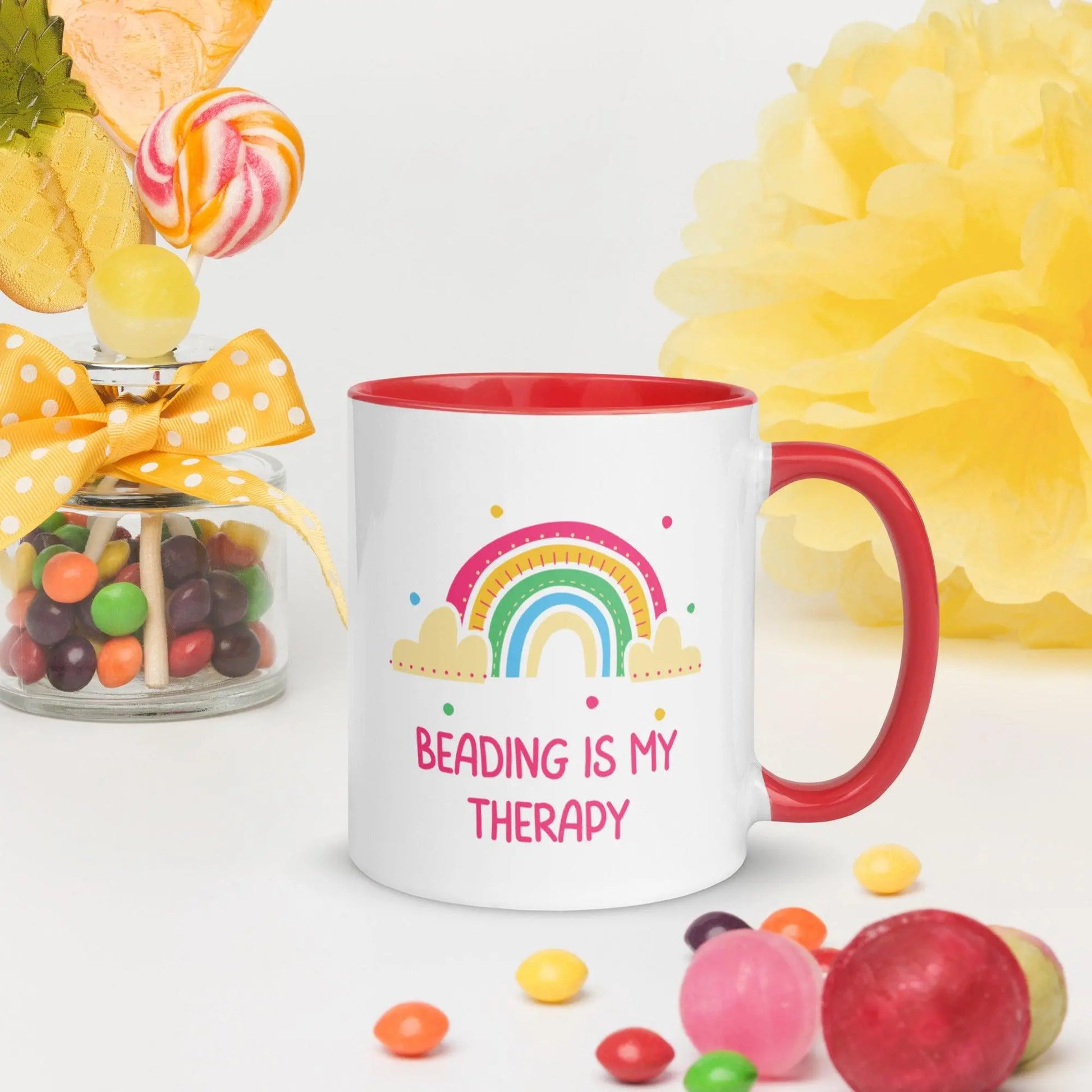 "Beading is My Therapy" Colorful Ceramic Mug - NikoBeadsUA