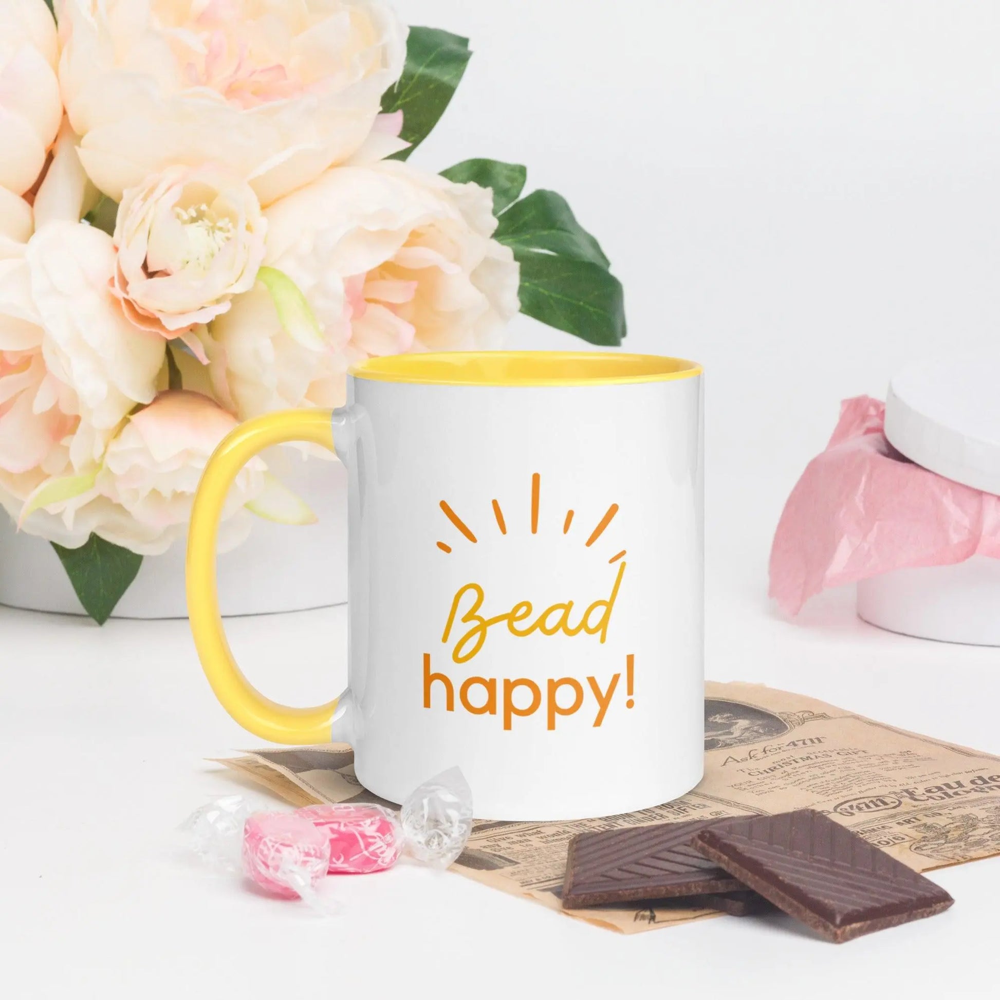 "Bead Happy" Ceramic Mug for Bead Enthusiasts - NikoBeadsUA