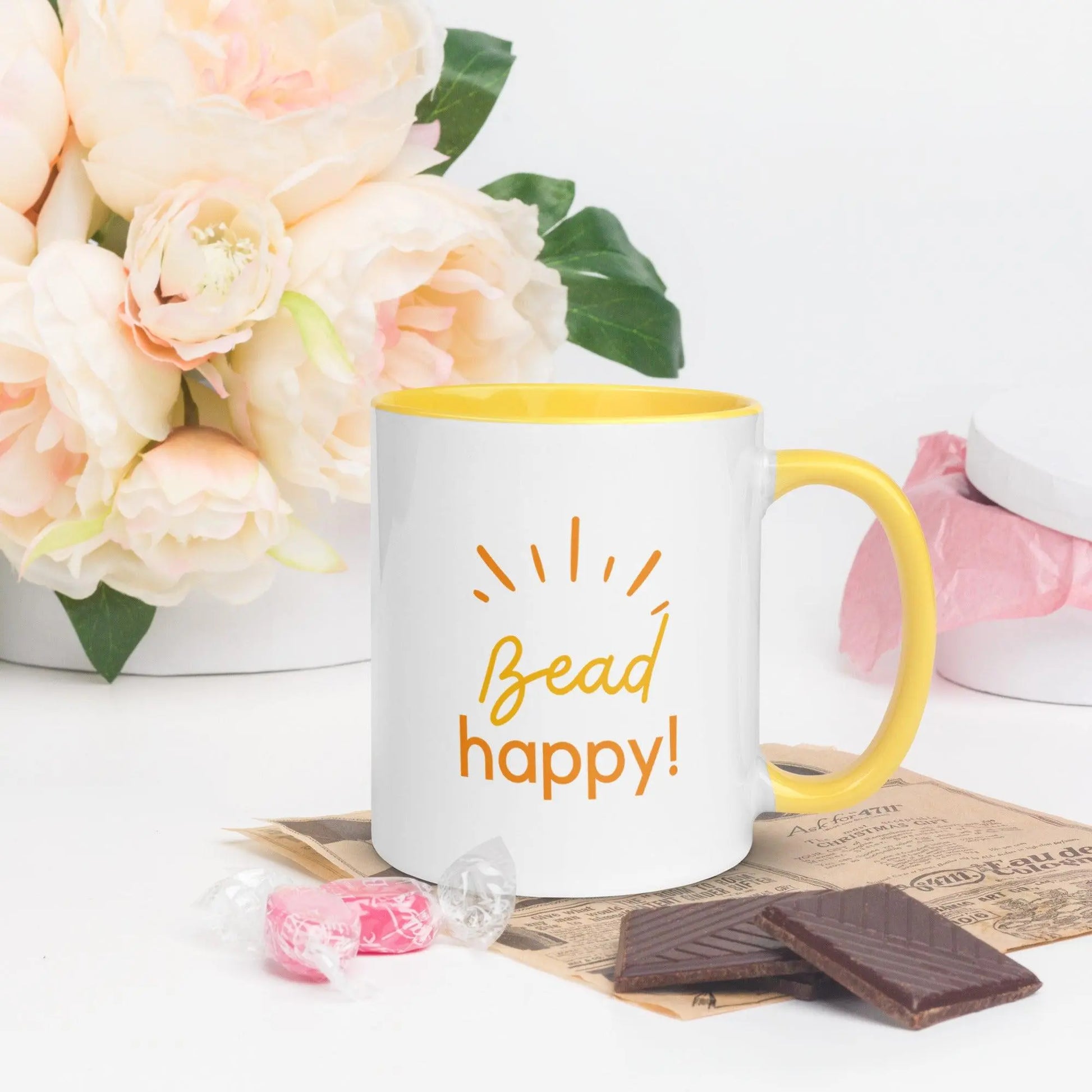 "Bead Happy" Ceramic Mug for Bead Enthusiasts - NikoBeadsUA