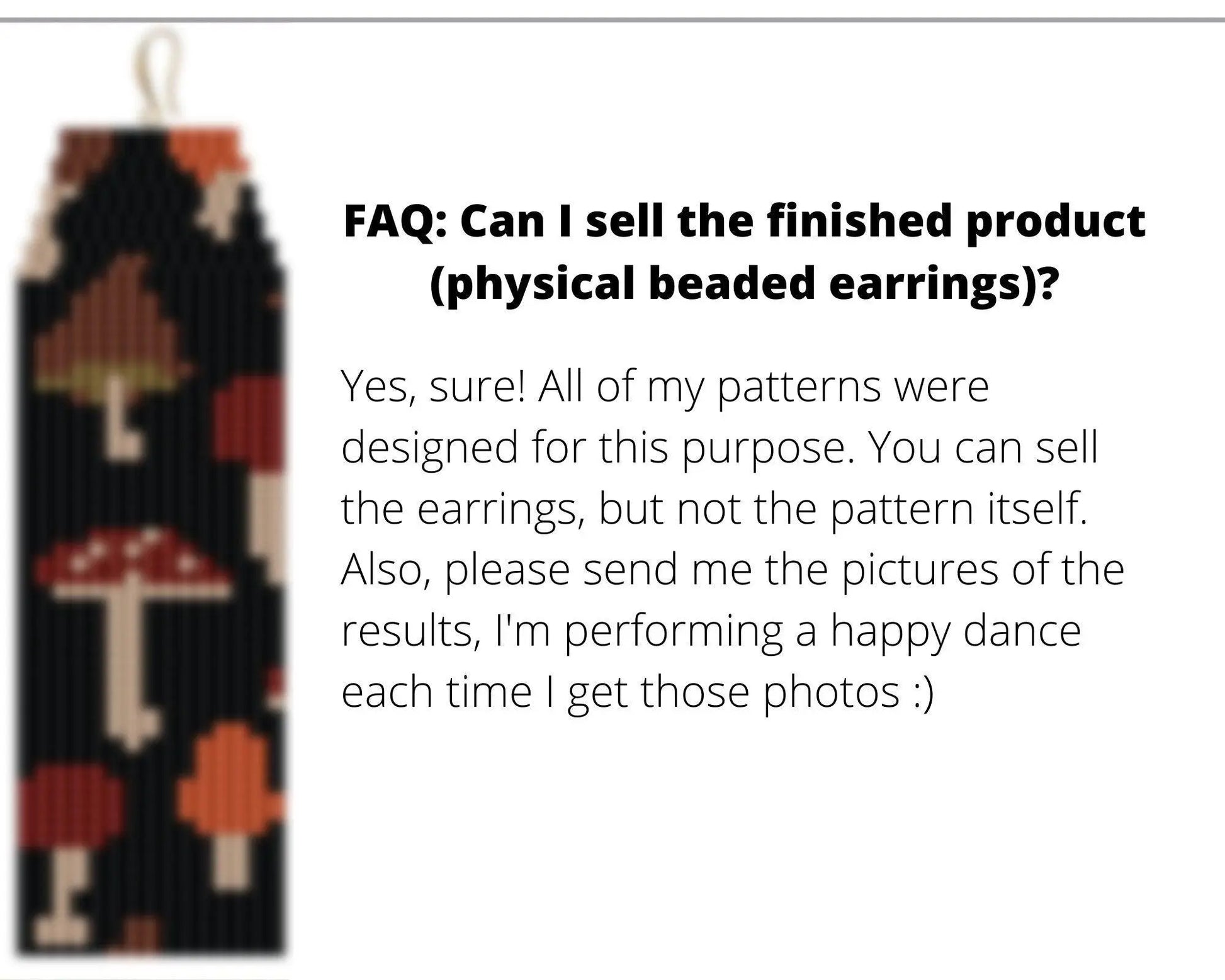 Mushroom Brick Stitch pattern for fringe beaded earrings - NikoBeadsUA