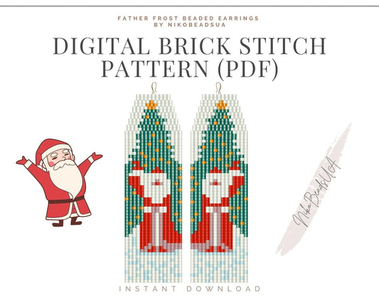 St Nicholas Brick Stitch pattern for fringe beaded earrings - NikoBeadsUA