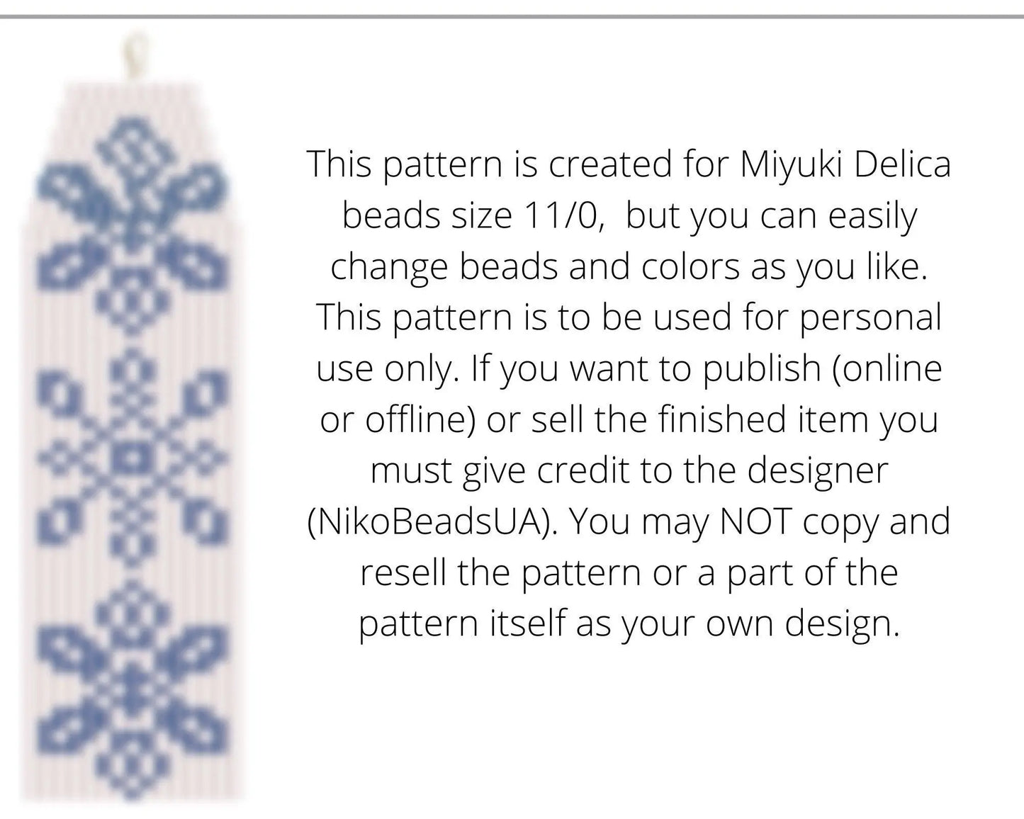 Snowflakes Brick Stitch pattern for fringe beaded earrings - NikoBeadsUA