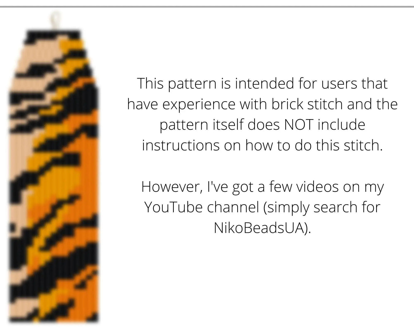 Tiger Print Brick Stitch pattern for fringe beaded earrings - NikoBeadsUA