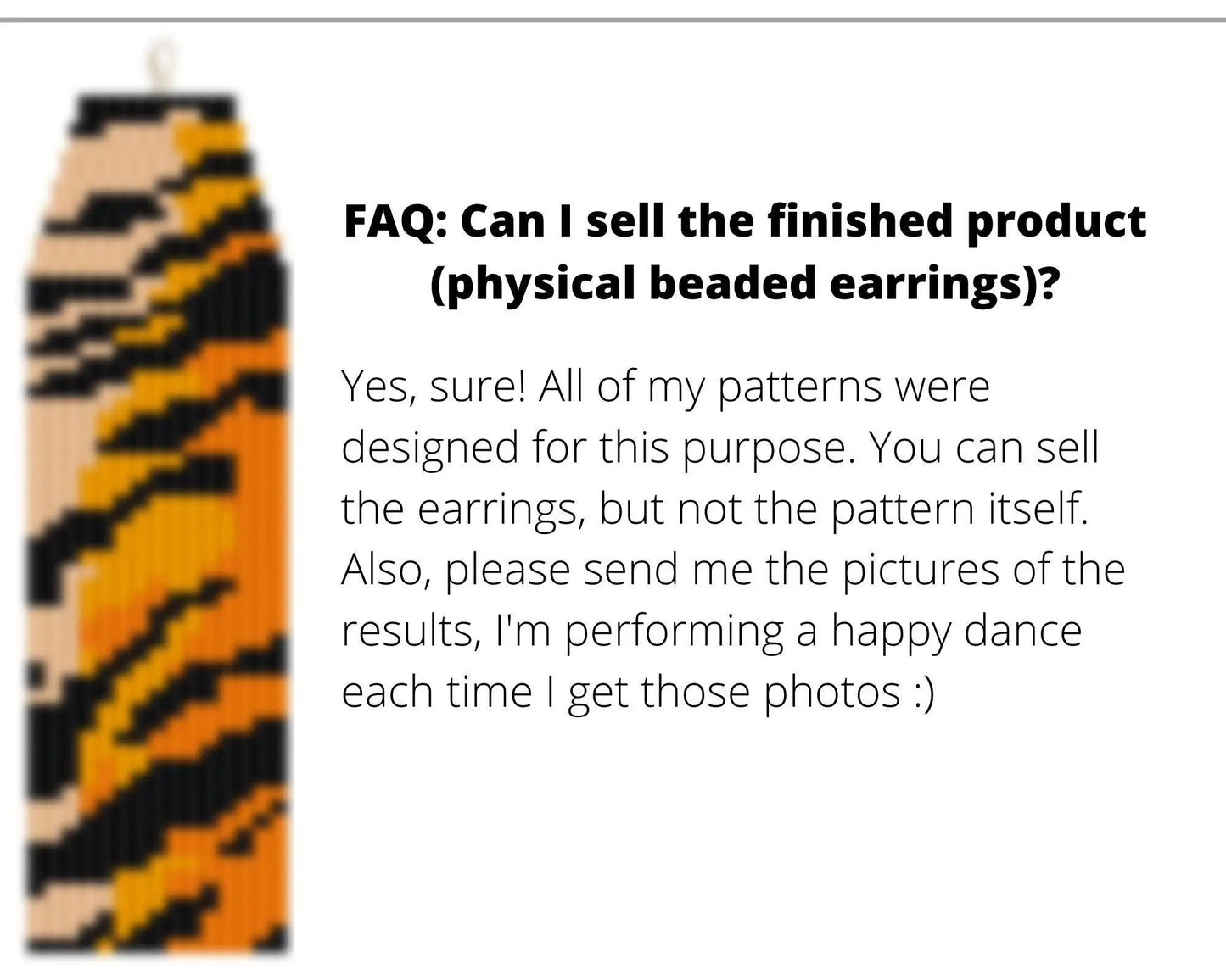 Tiger Print Brick Stitch pattern for fringe beaded earrings - NikoBeadsUA