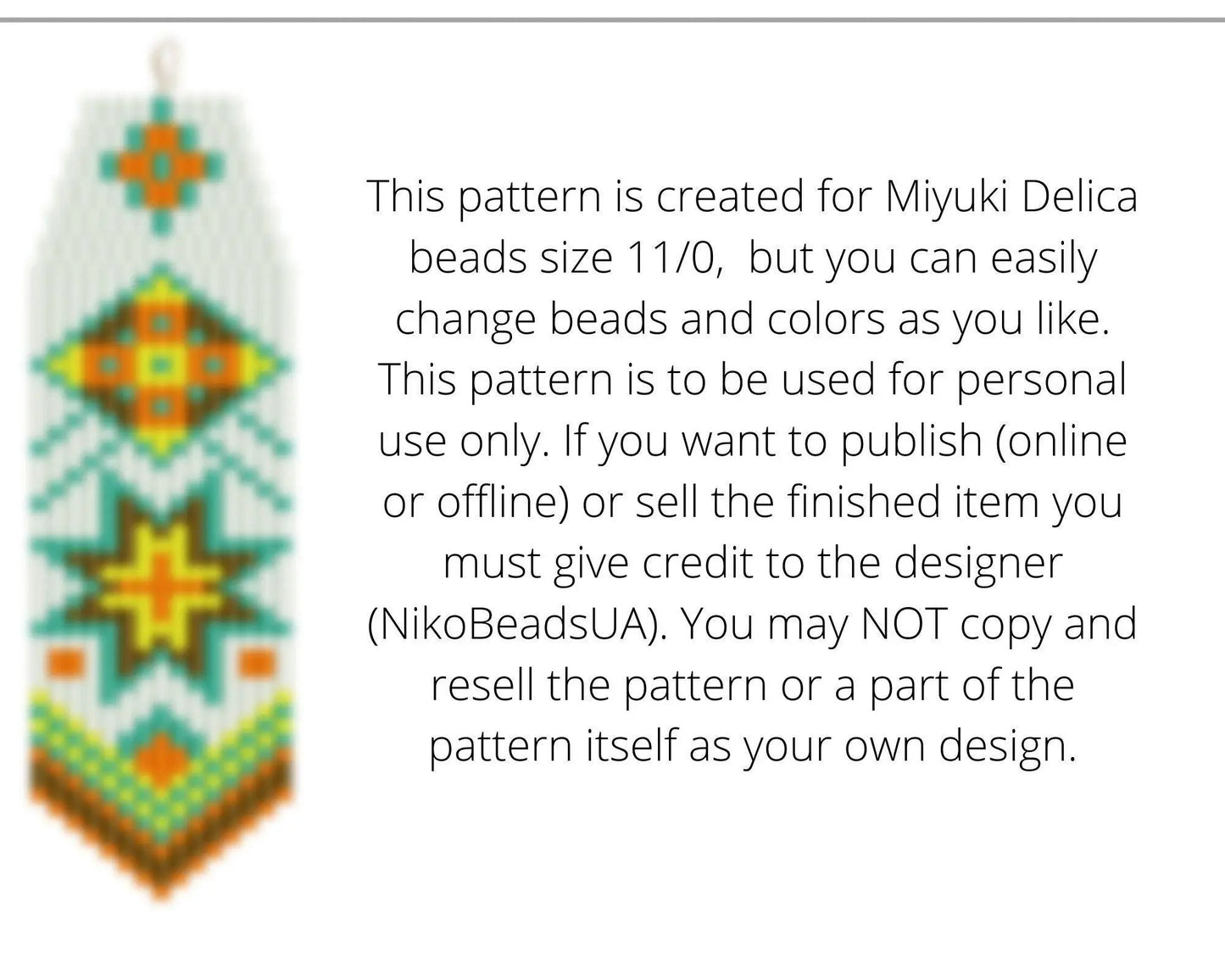 Star Geometry Brick Stitch pattern for fringe beaded earrings - NikoBeadsUA