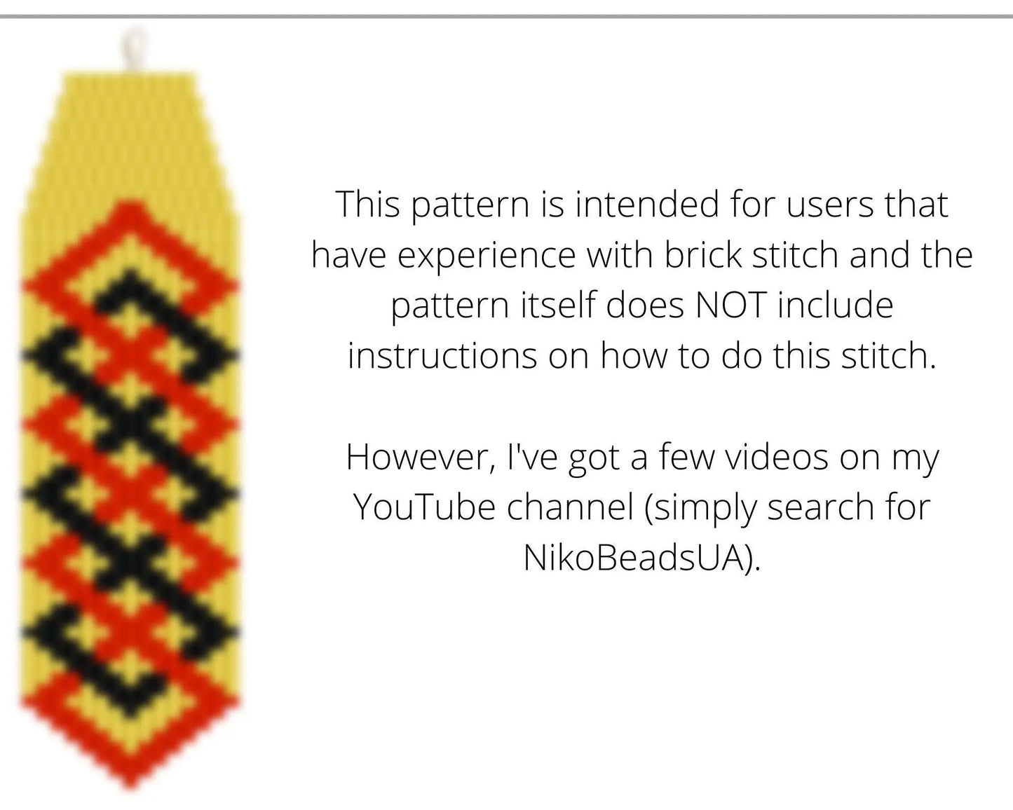 Crossed Diamonds Brick Stitch pattern for fringe beaded earrings - NikoBeadsUA