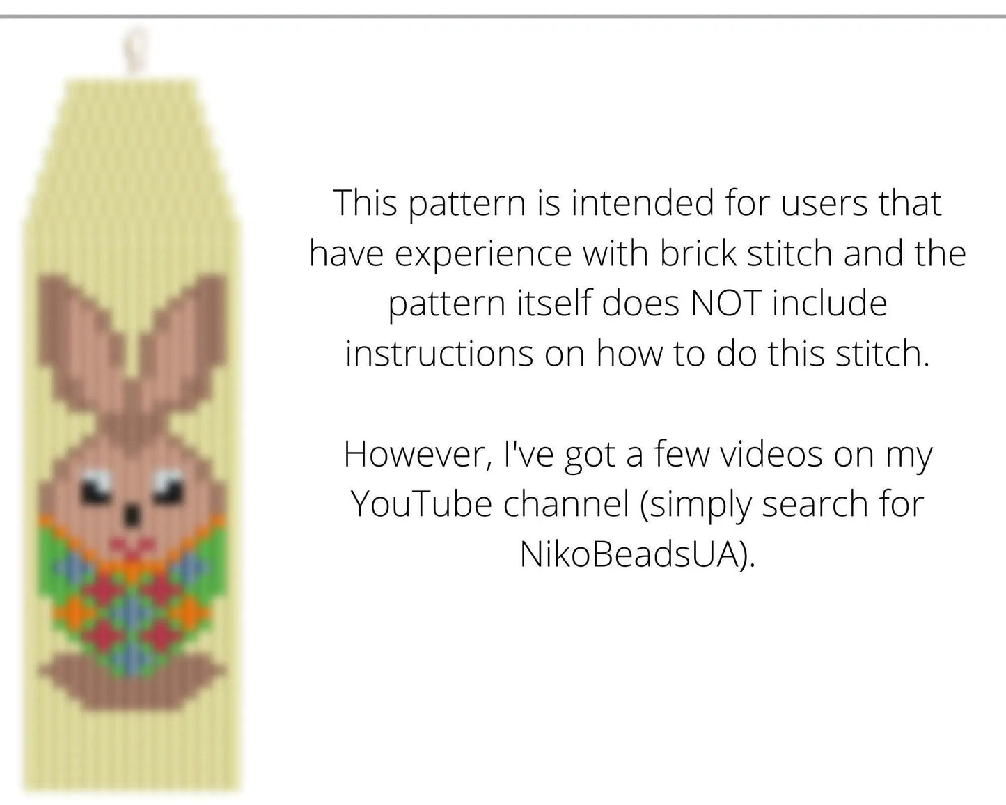 Easter Bunny Brick Stitch pattern for fringe beaded earrings - NikoBeadsUA