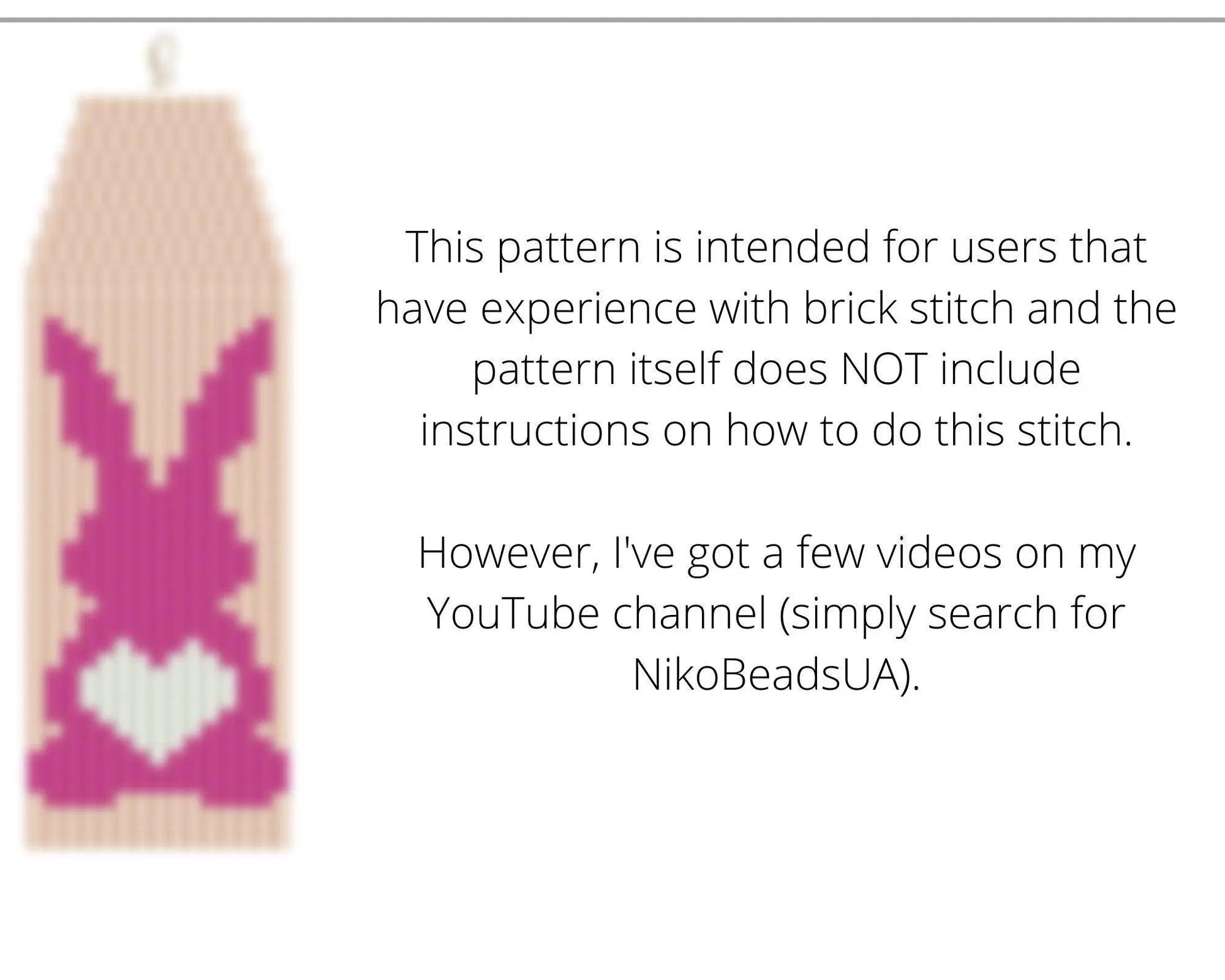 Love Bunny Brick Stitch pattern for fringe beaded earrings - NikoBeadsUA