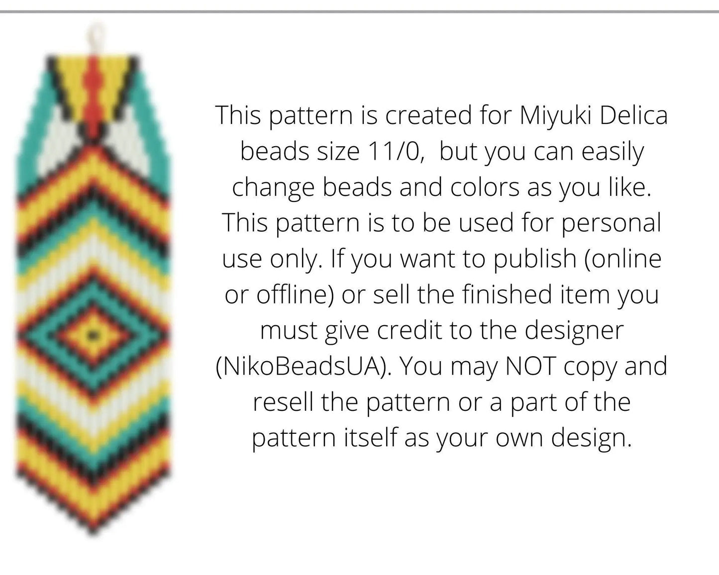 Geometry Brick Stitch pattern for fringe beaded earrings - NikoBeadsUA