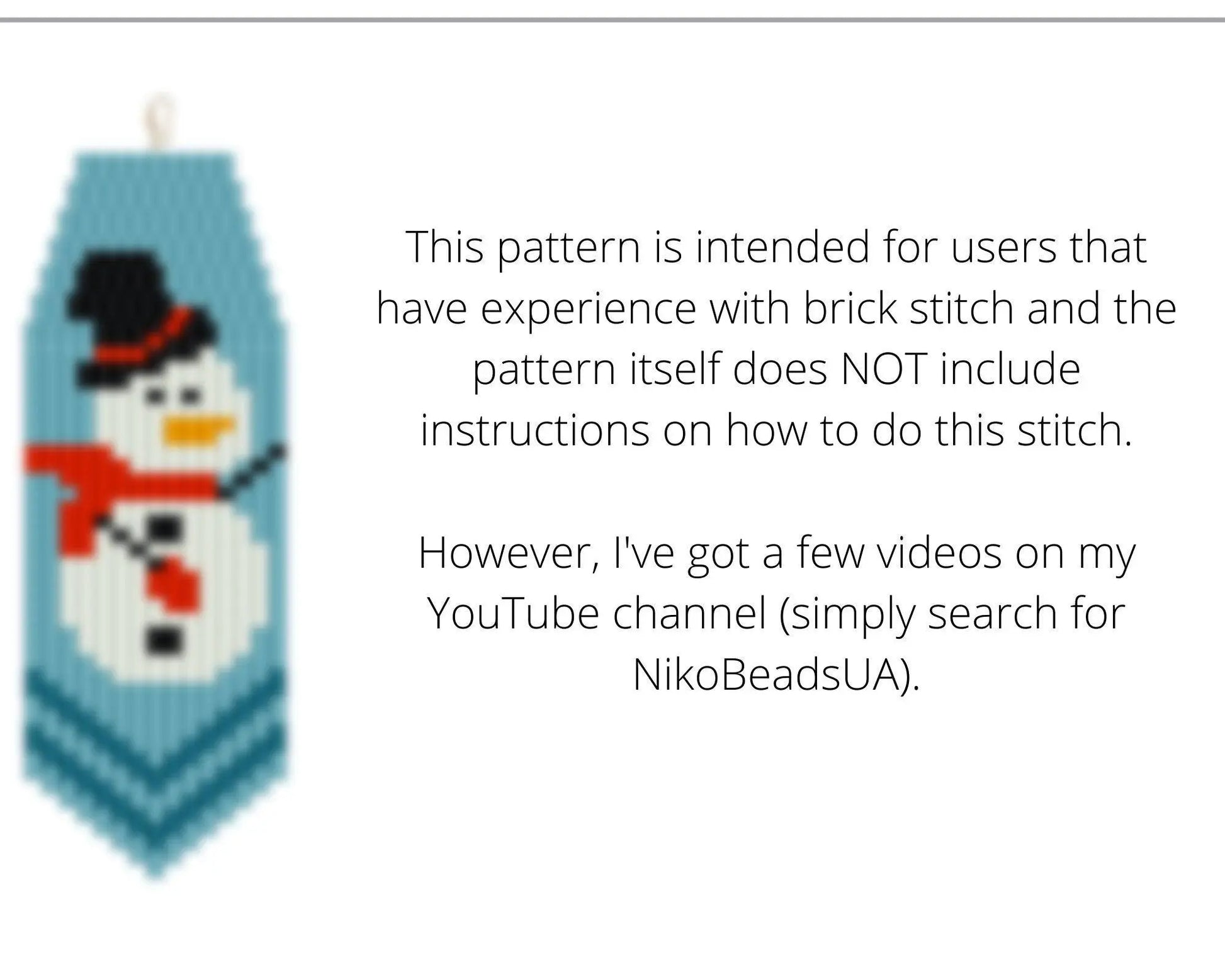 Snowman Brick Stitch pattern for fringe beaded earrings - NikoBeadsUA