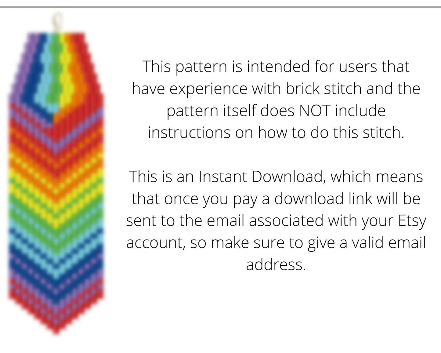 Rainbow Brick Stitch pattern for fringe beaded earrings - NikoBeadsUA