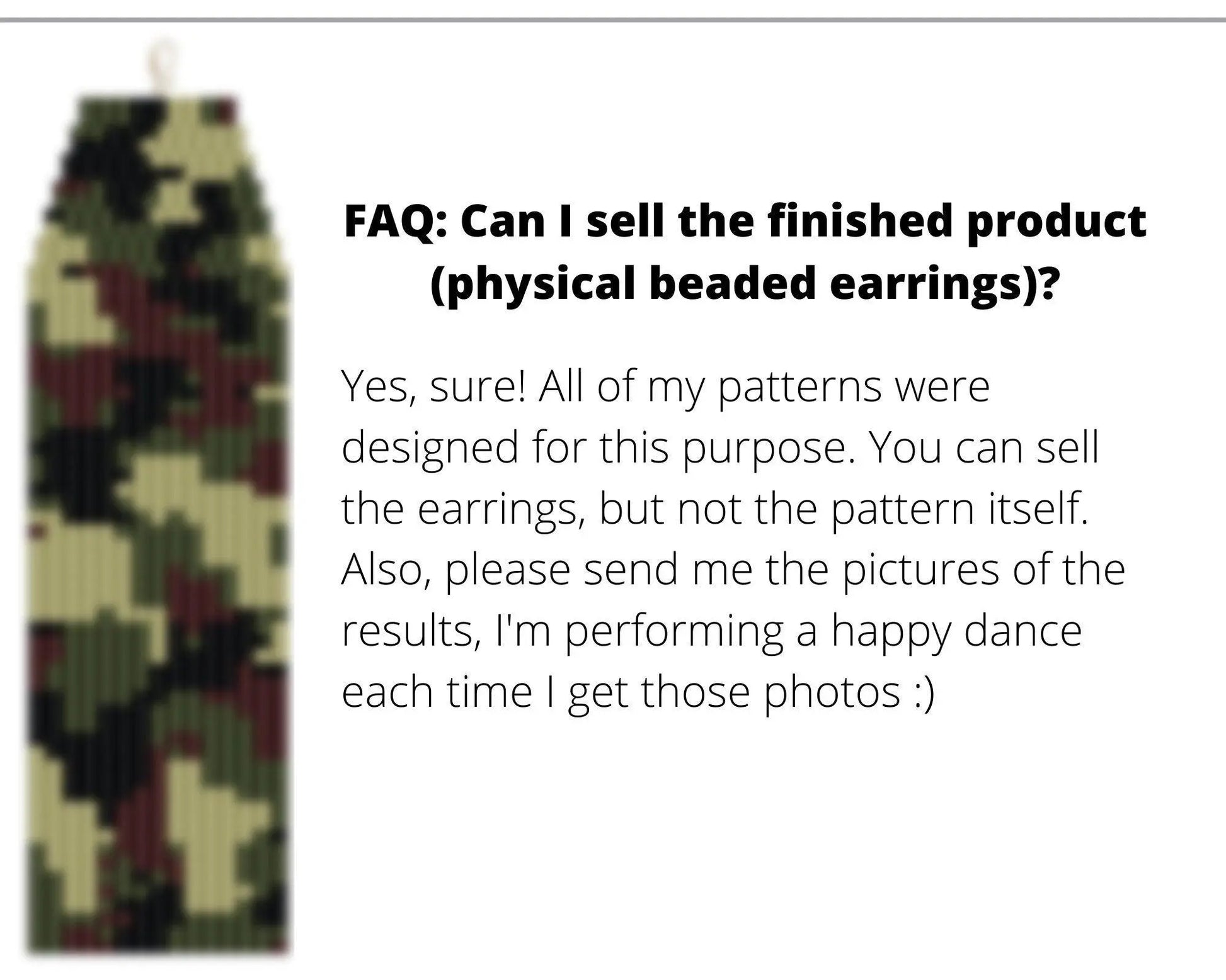 Camouflage Brick Stitch pattern for fringe beaded earrings - NikoBeadsUA