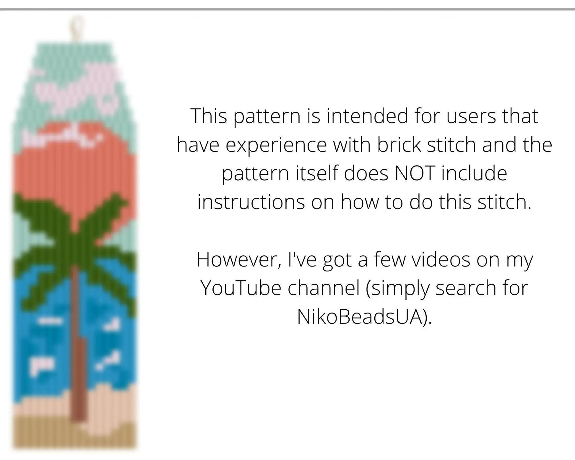 Palm Tree Brick Stitch pattern for fringe beaded earrings - NikoBeadsUA