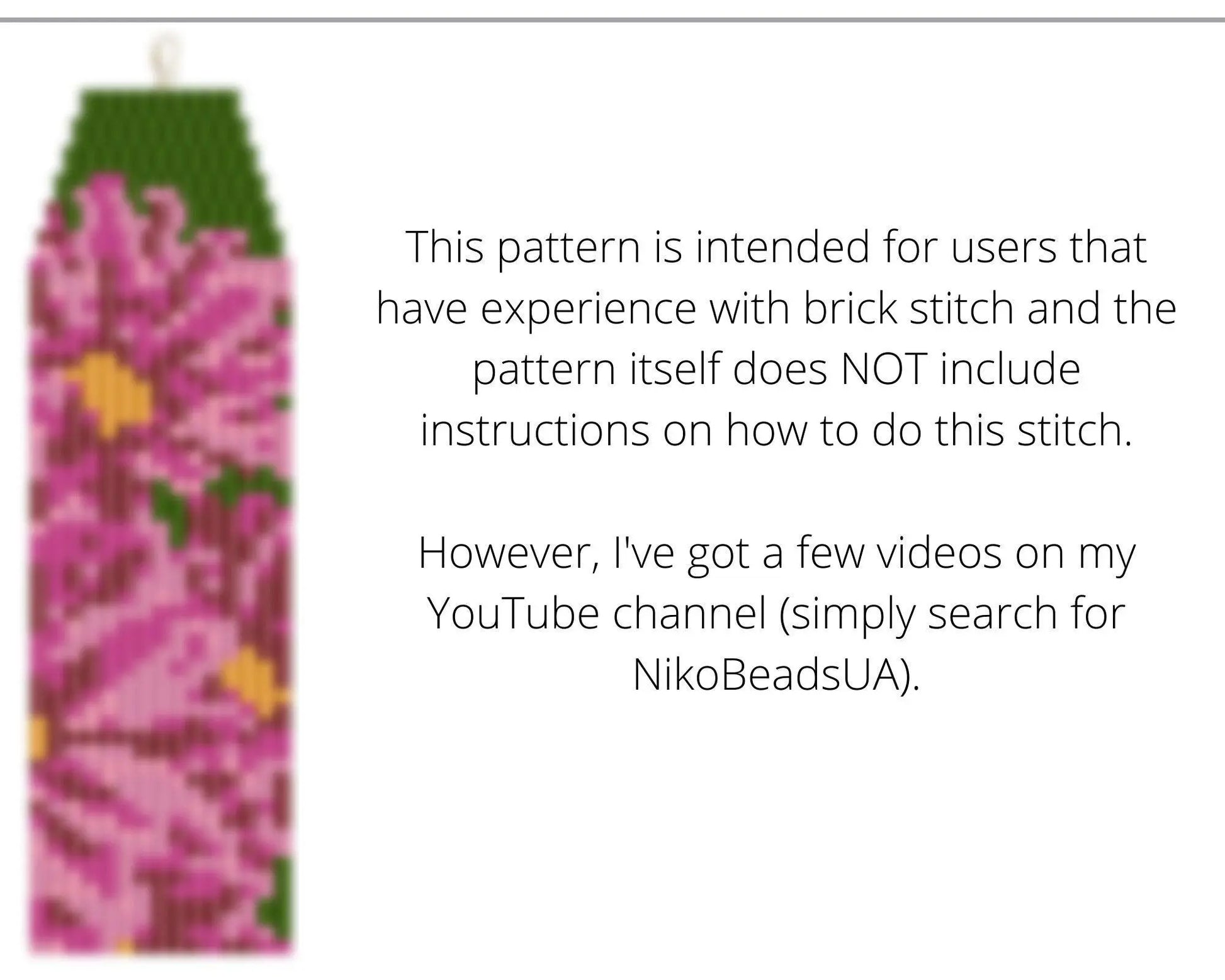 Pink Dahlia Brick Stitch pattern for fringe beaded earrings - NikoBeadsUA