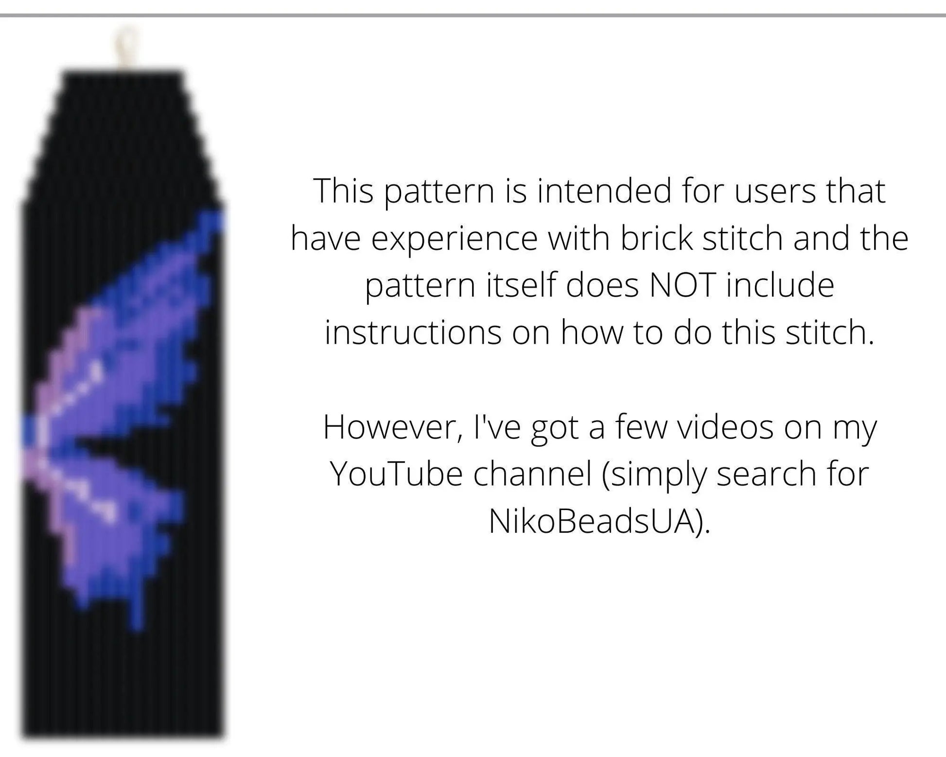Dark Butterfly Brick Stitch pattern for fringe beaded earrings - NikoBeadsUA