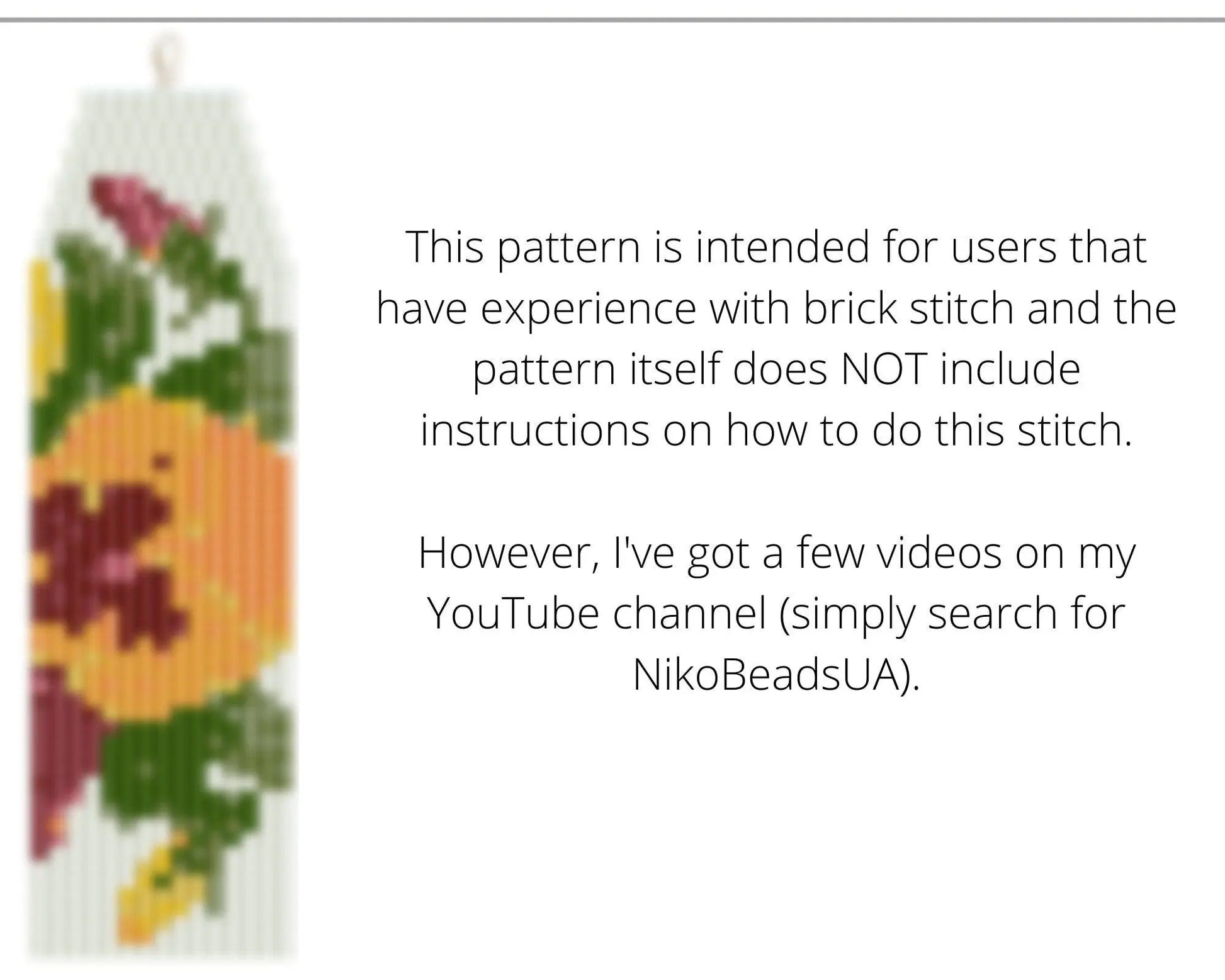 Pansies Brick Stitch pattern for fringe beaded earrings, viola pattern - NikoBeadsUA