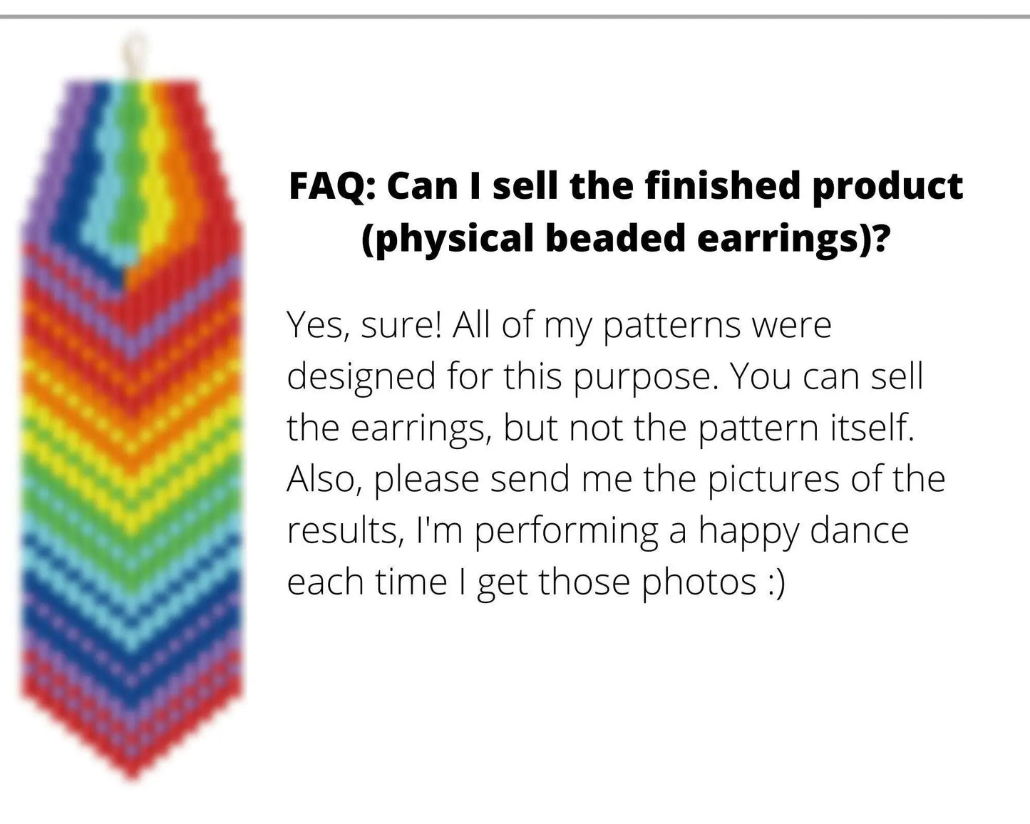 Rainbow Brick Stitch pattern for fringe beaded earrings - NikoBeadsUA