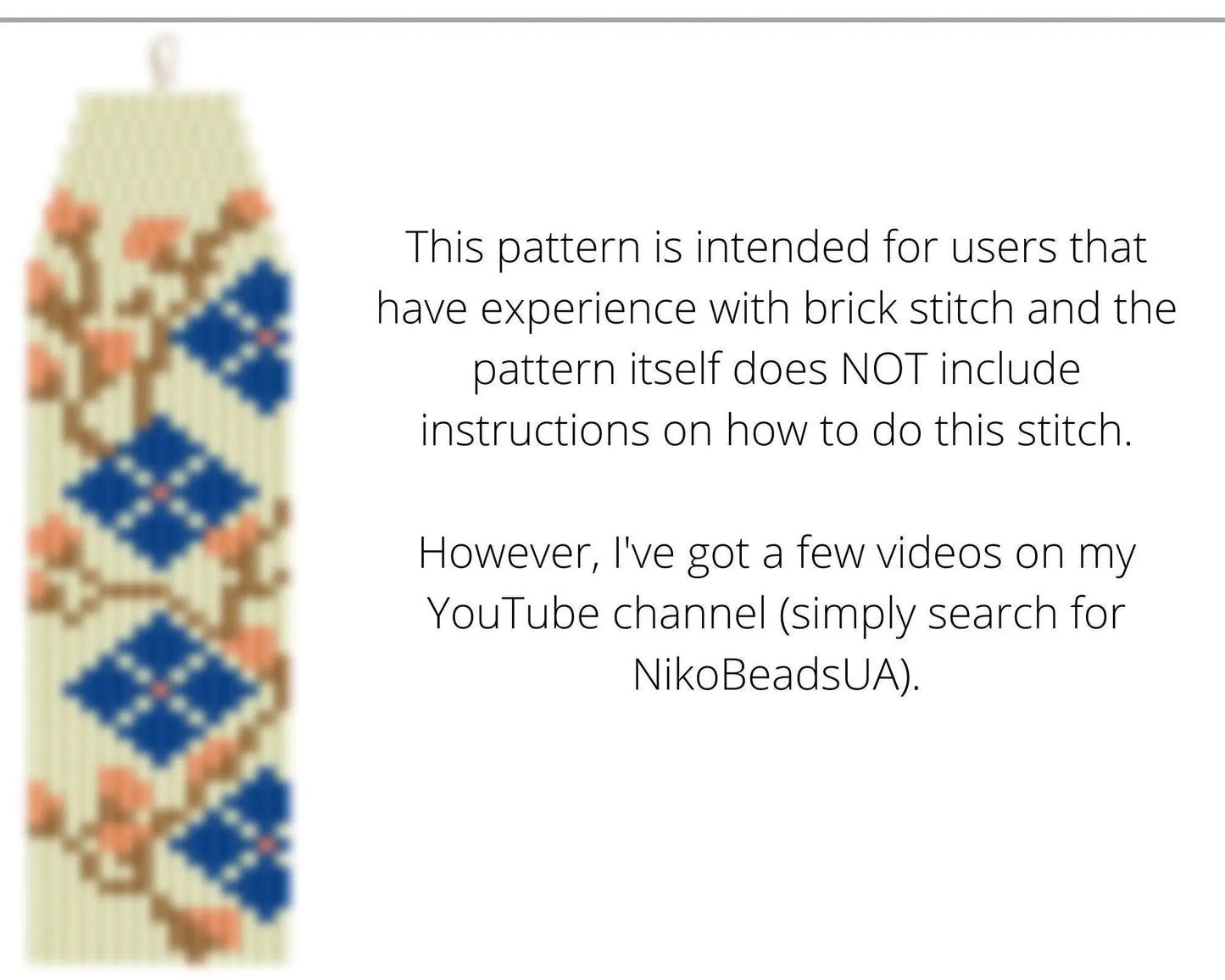 Easter Brick Stitch pattern for fringe beaded earrings, willow pattern - NikoBeadsUA