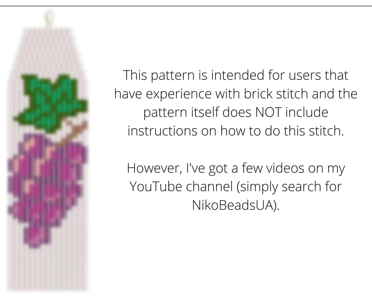 Grapes Brick Stitch pattern for fringe beaded earrings - NikoBeadsUA