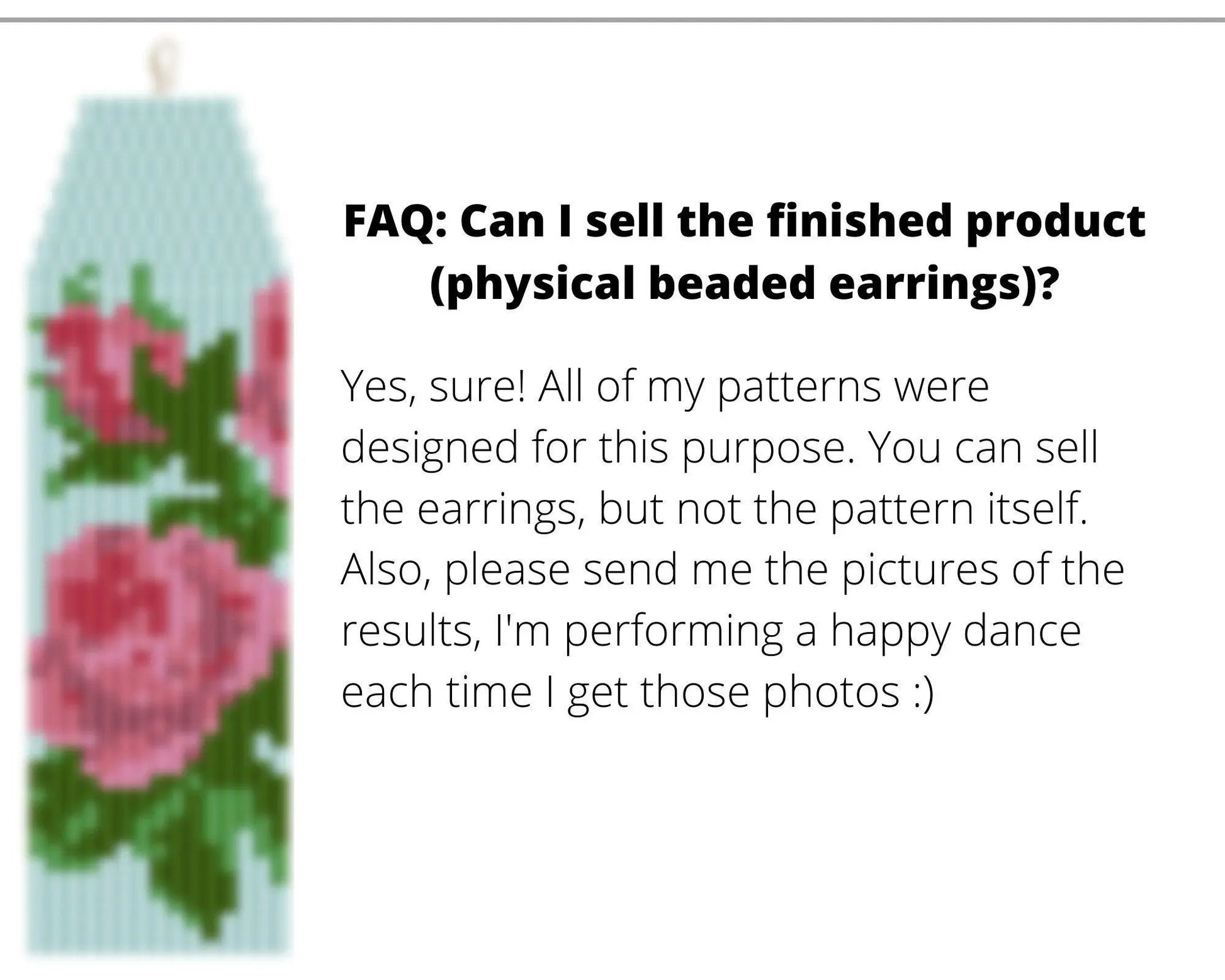 Rose Brick Stitch pattern for fringe beaded earrings - NikoBeadsUA