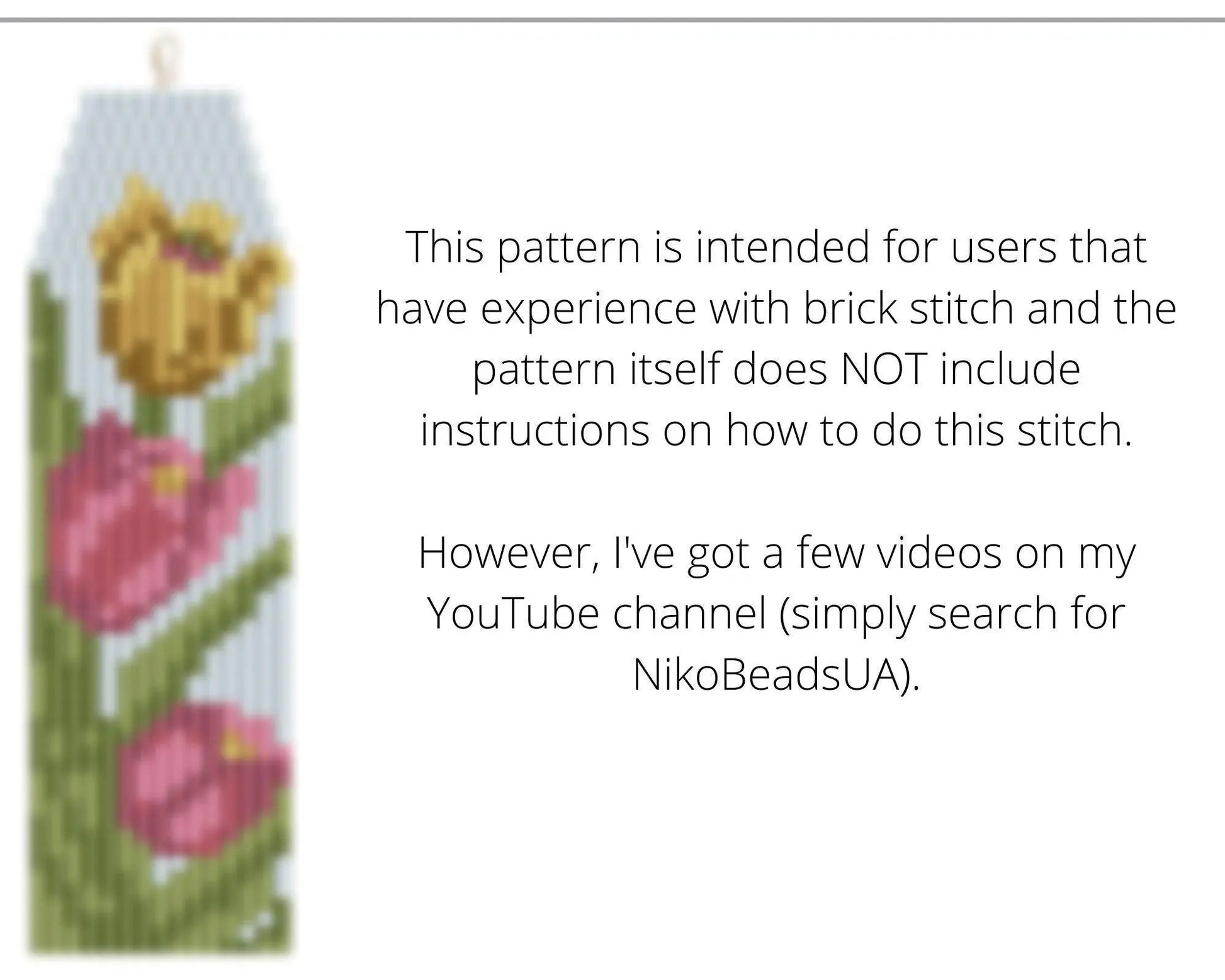 Tulips Brick Stitch pattern for fringe beaded earrings - NikoBeadsUA