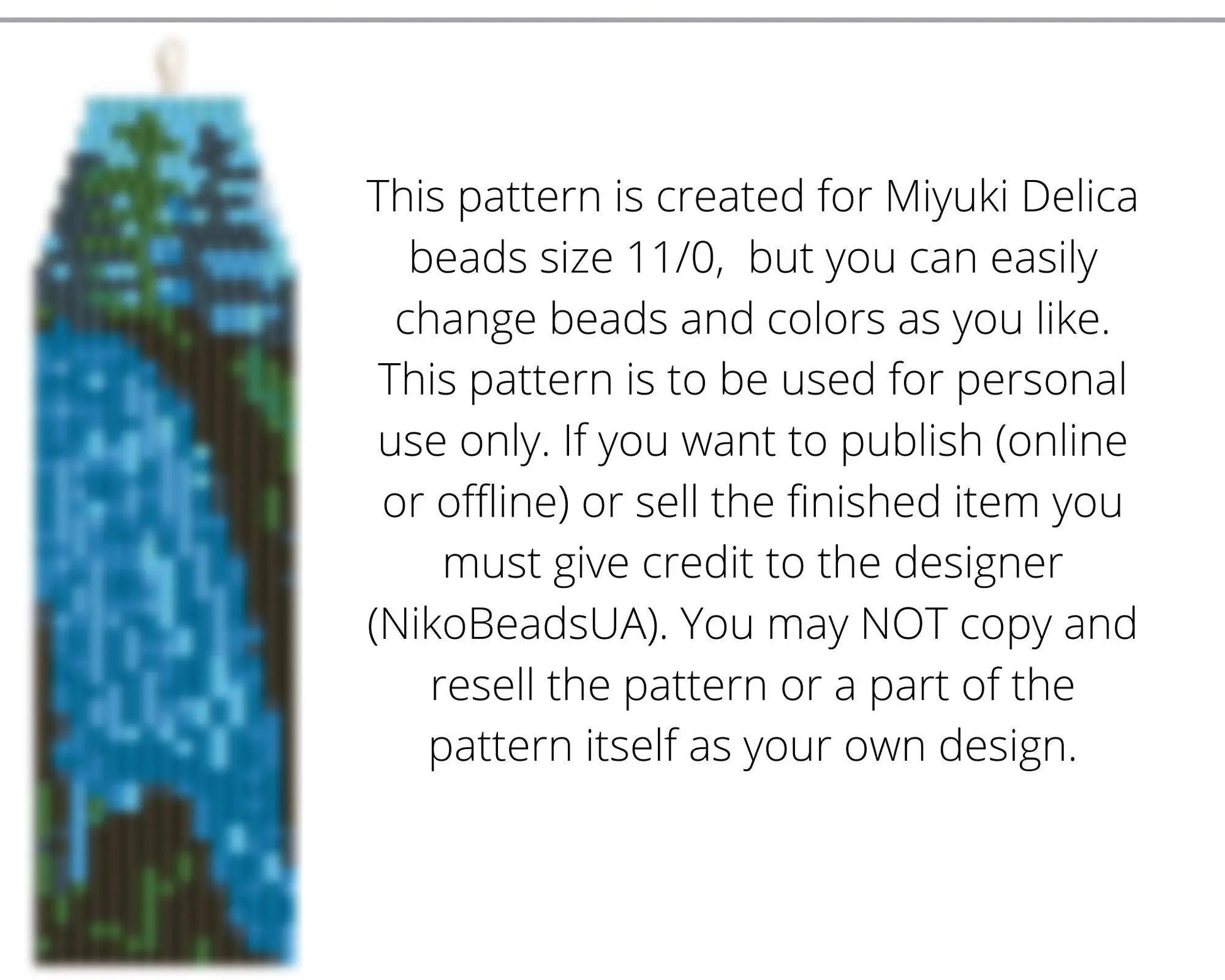 Mountain & Rainbow Brick Stitch pattern for fringe beaded earrings - NikoBeadsUA
