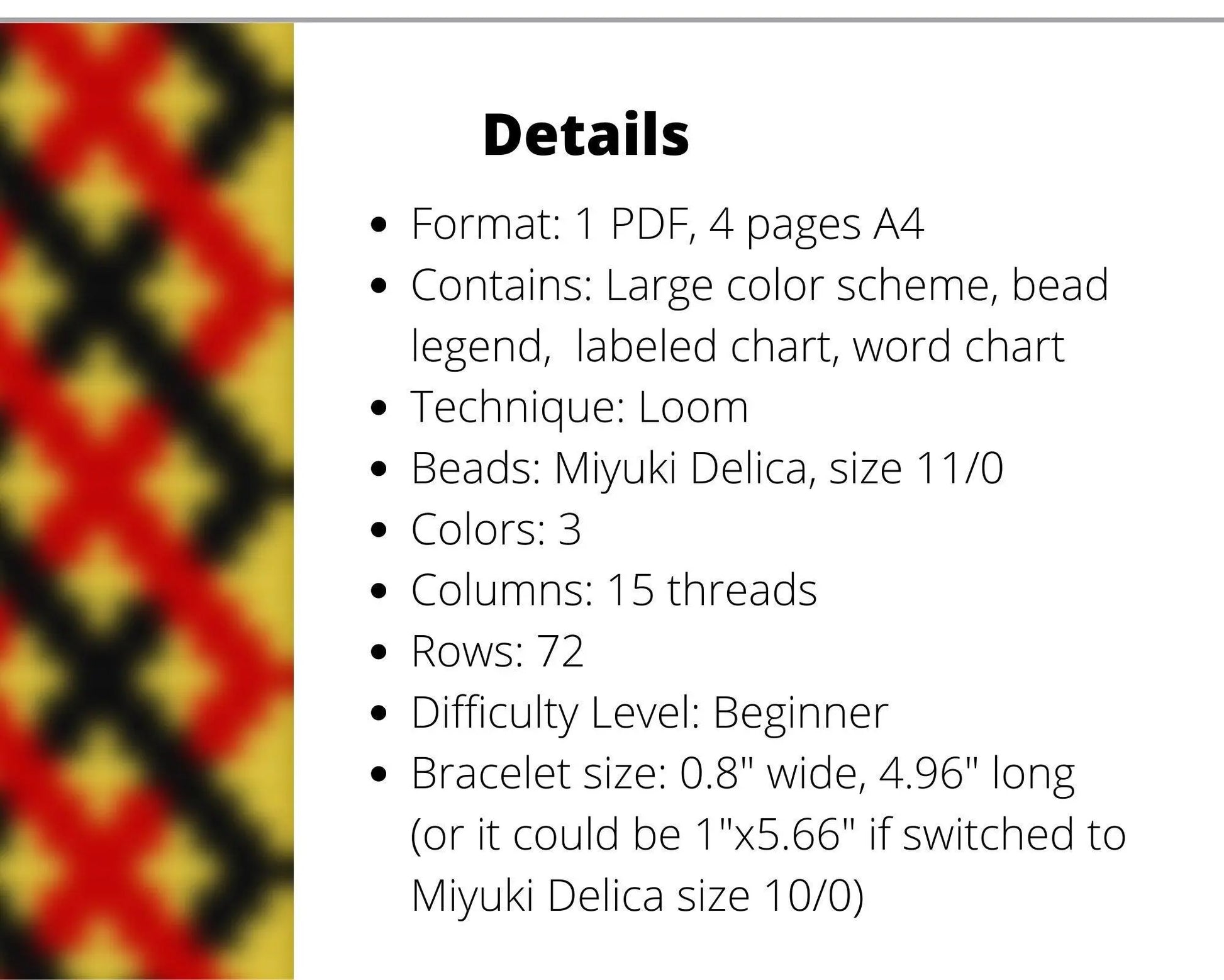 Crossed Diamonds Loom pattern for beaded bracelet - NikoBeadsUA