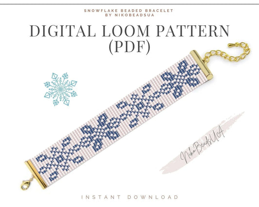 Snowflake Loom pattern for beaded bracelet - NikoBeadsUA