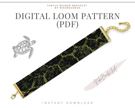 Turtle Loom pattern for beaded bracelet - NikoBeadsUA